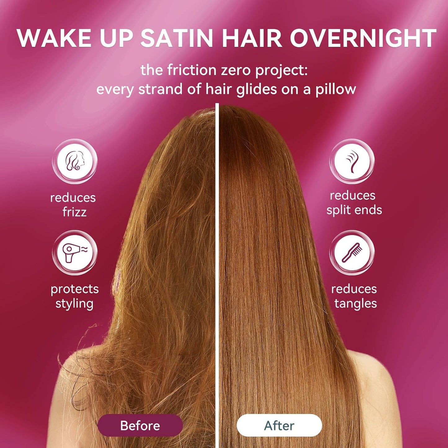 Tyfitb Satin Pillowcase Set for Hair & Skin Care – Cooling, Hypoallergenic, Anti-Frizz, Wrinkle-Free – Soft, Luxurious Pillowcases with Envelope Closure – 2-Pack, Standard Size 20x26, Gift-Ready