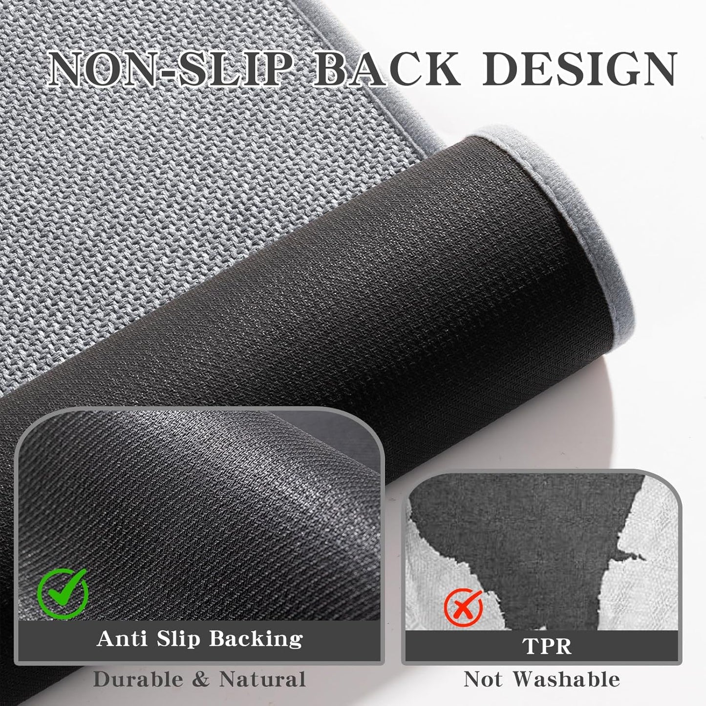 chakme Bathroom Rugs Mat 36x25, Ultra Thin Non Slip Bath Mat Large Quick Dry Absorbent Bath Mat for Bathroom Floor, (Light Grey, 36"x25")