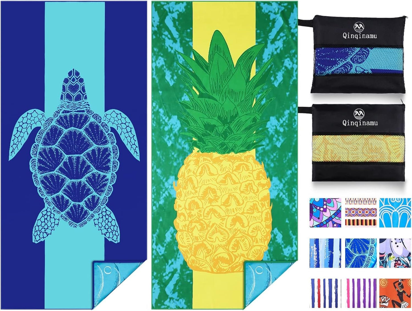 2 Pack Microfiber Lightweight Beach Towel 71"x32" Oversized Extra Large Thin Sand Free Towels Travel Swim Pool Yoga Gym Camping for Adults Women Men Beach Essentials Accessories Vacation Gift