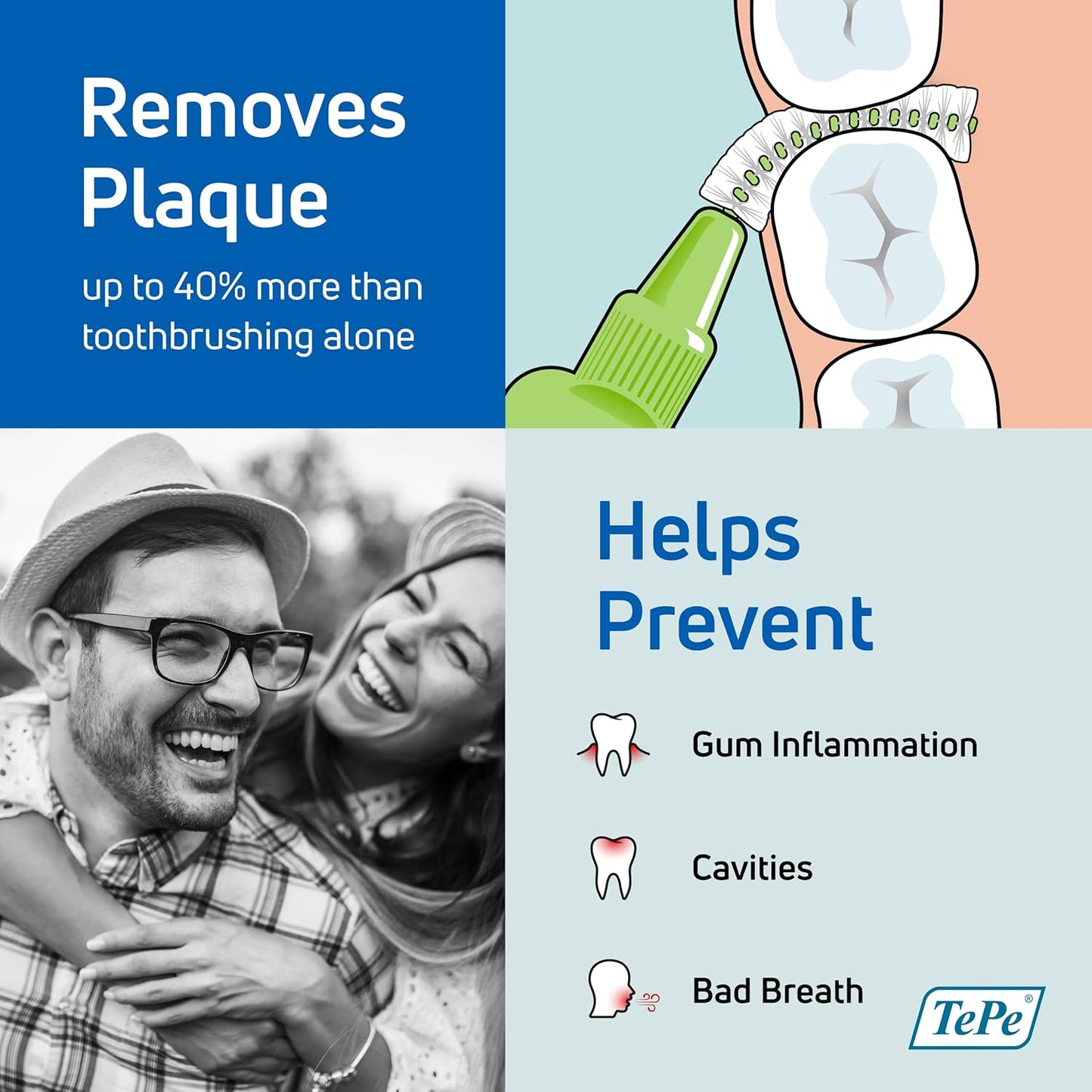 TePe Interdental Brush Extra Soft, Supersoft Dental Brush for Teeth Cleaning, Pack of 8, Multi Pack