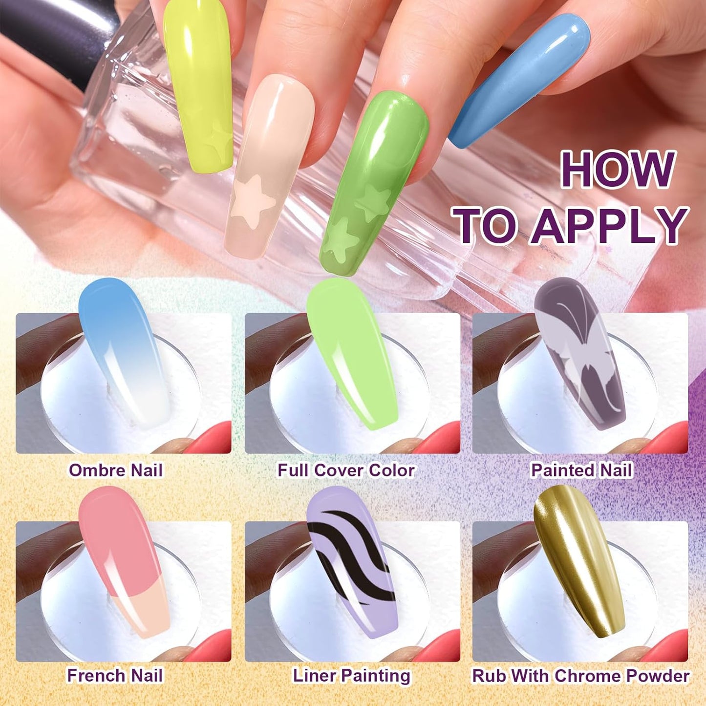 Gradient Painting Gel, 16 Colors Ombre Gel Nail Polish for Ombre Nails Aura Nails, French Manicure DIY Nail Art, Long-lasting High-glossy No-wipe Home DIY Palette Cloud Fluff