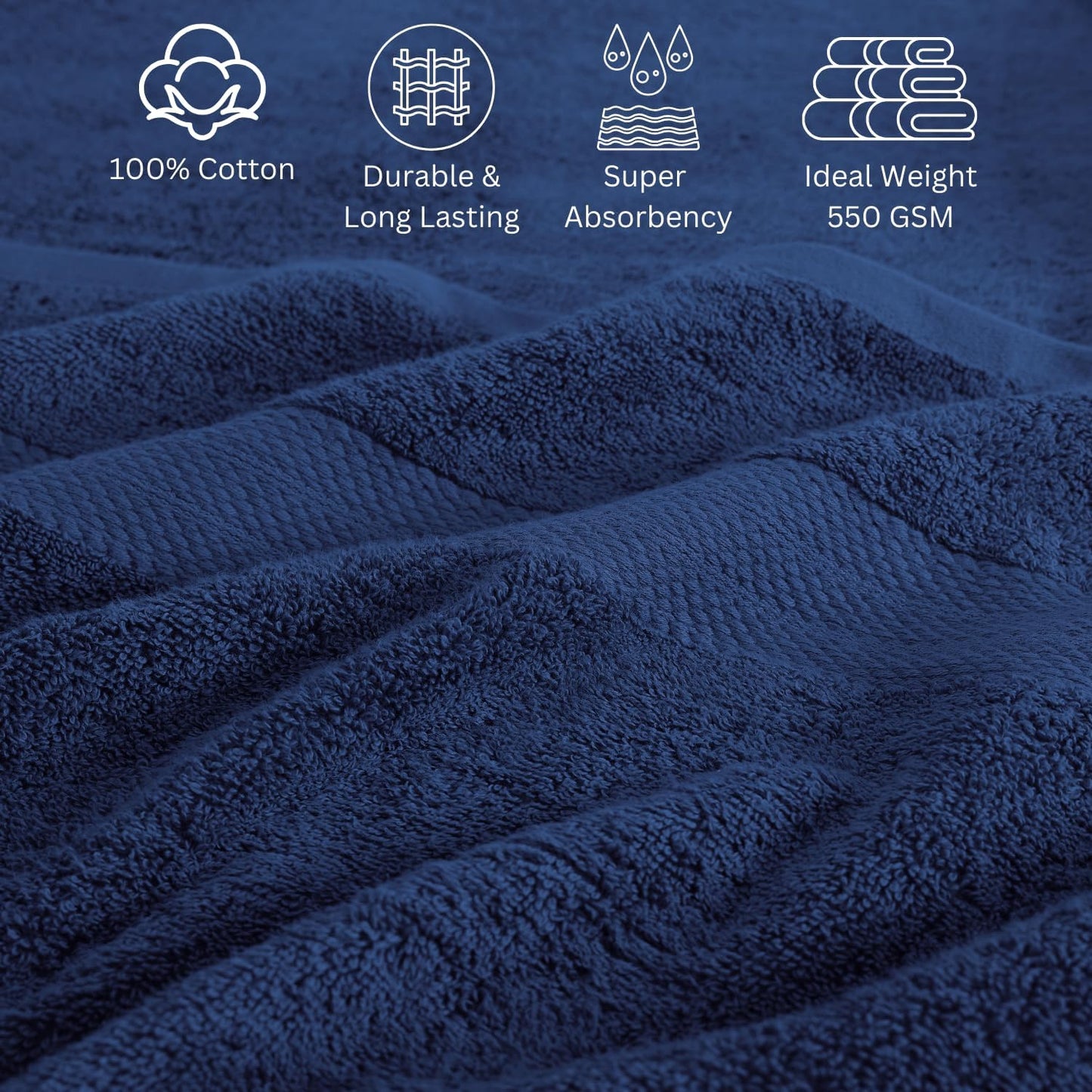 Lane Linen 100% Cotton Bathroom Towel Set - 24 Pcs - Fluffy, Super Soft & Absorbent - 2 Bath Sheets, 4 Fingertip, 4 Bath, 6 Hand Towels, 8 Washcloths - Ring Spun, Double Sided Cotton Terry - Navy Blue