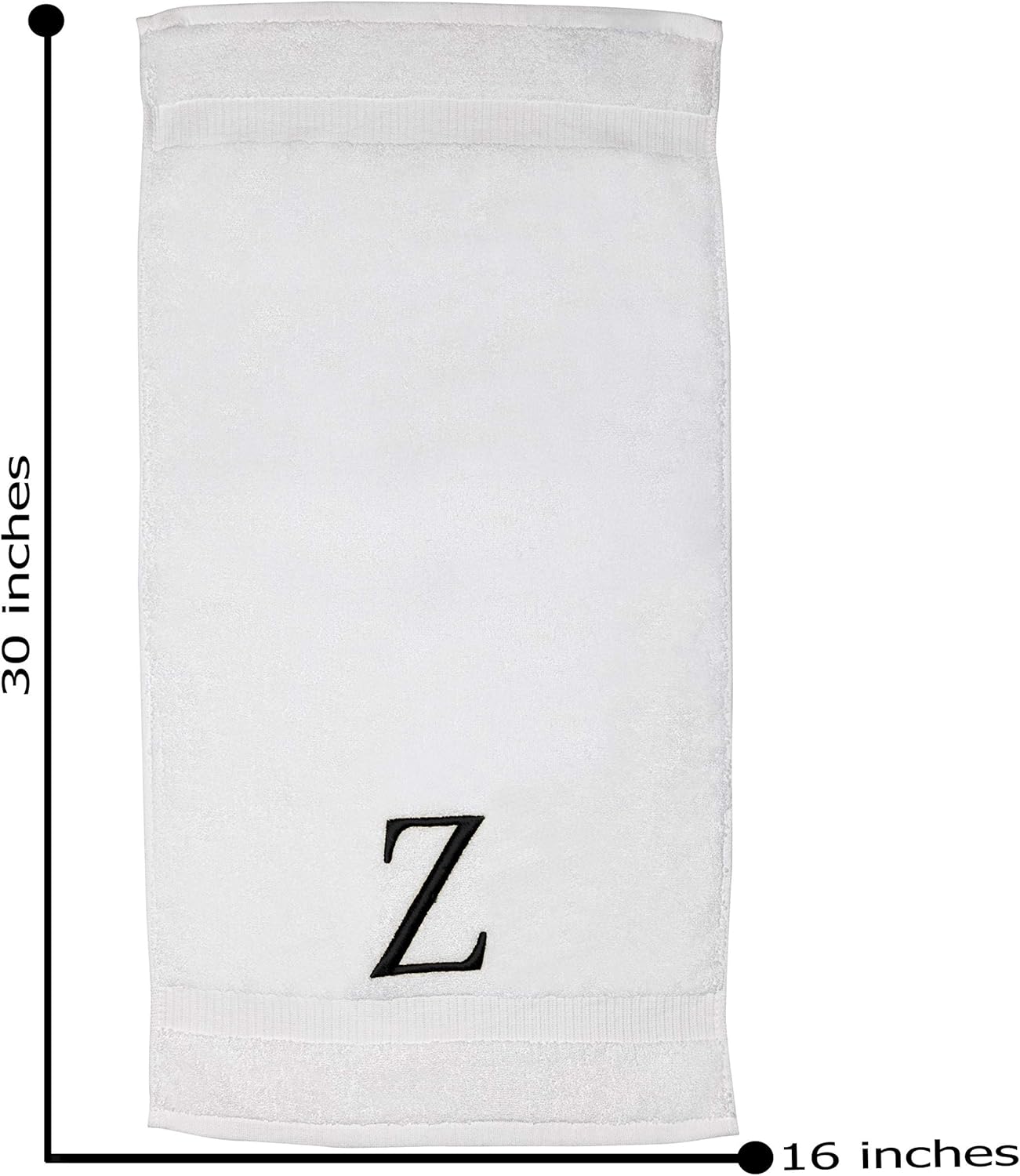 Black Monogram Hand Towel for Bathroom - Monogrammed Initial Hotel Quality Decorative Embroidered Luxury Towel for Powder Room, Spa - GOTS Organic Certified - Set of 2 Letter Z