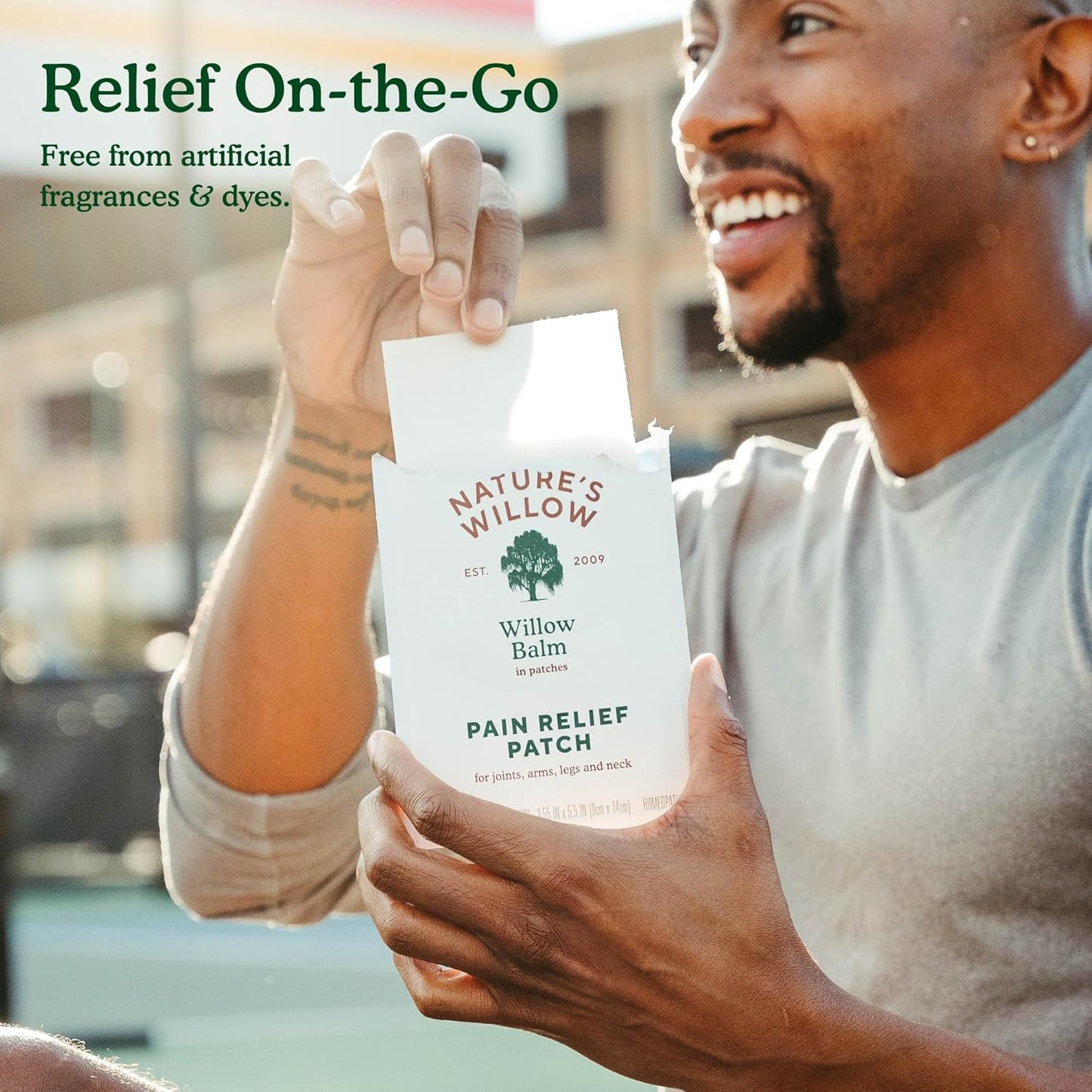 Nature's Willow XL Natural Pain Relief Patches for Muscles & Joints | Fast-Acting with White Willow Bark | Free from Artificial Fragrances & Dyes | 18 XL Patches (3-Pack)