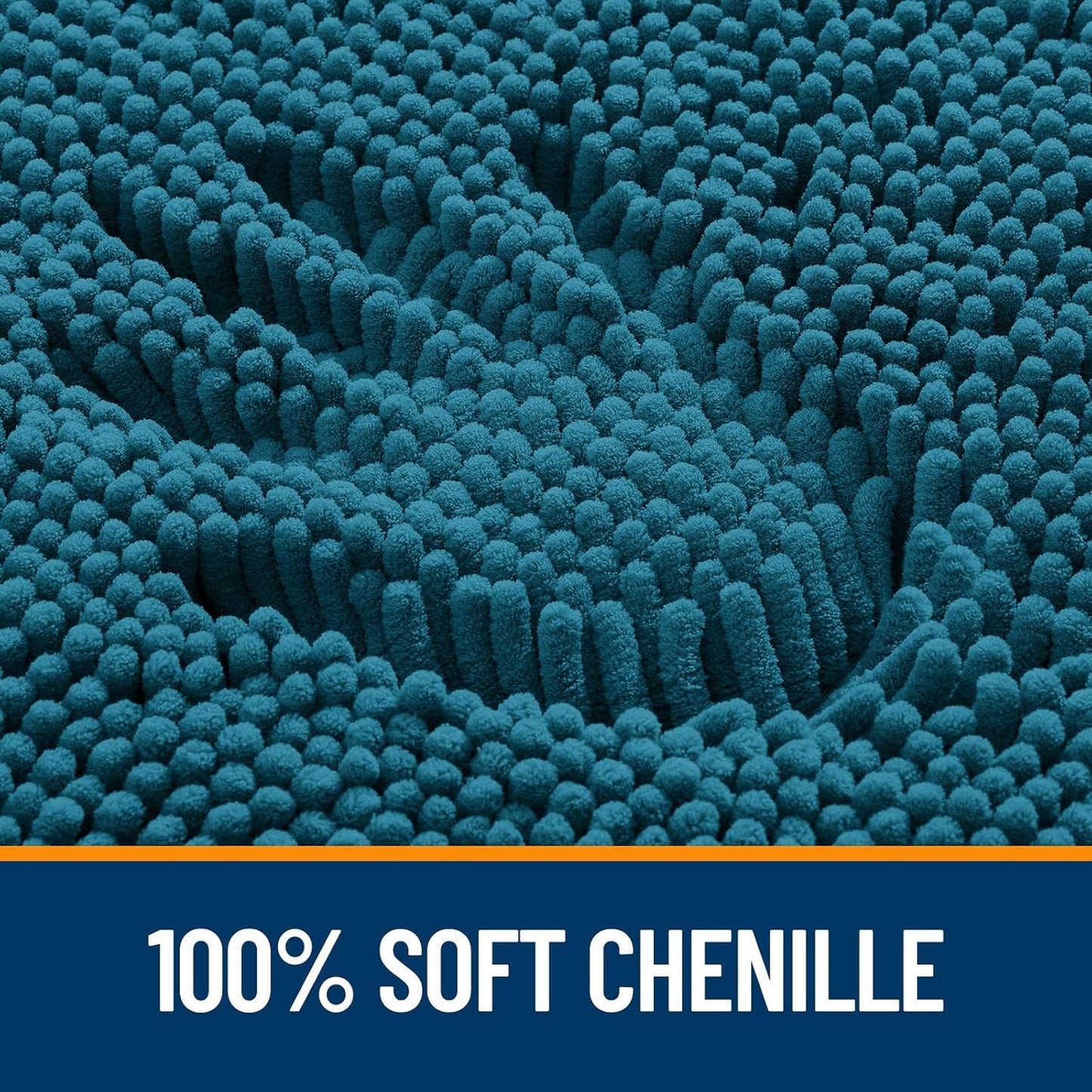 OLANLY Bathroom Rugs 59x35, Extra Soft Absorbent Chenille Bath Rugs, Rubber Backing Quick Dry, Machine Washable Bath Mats for Bathroom Floor, Tub and Shower, Home Decor Accessories, Peacock Blue