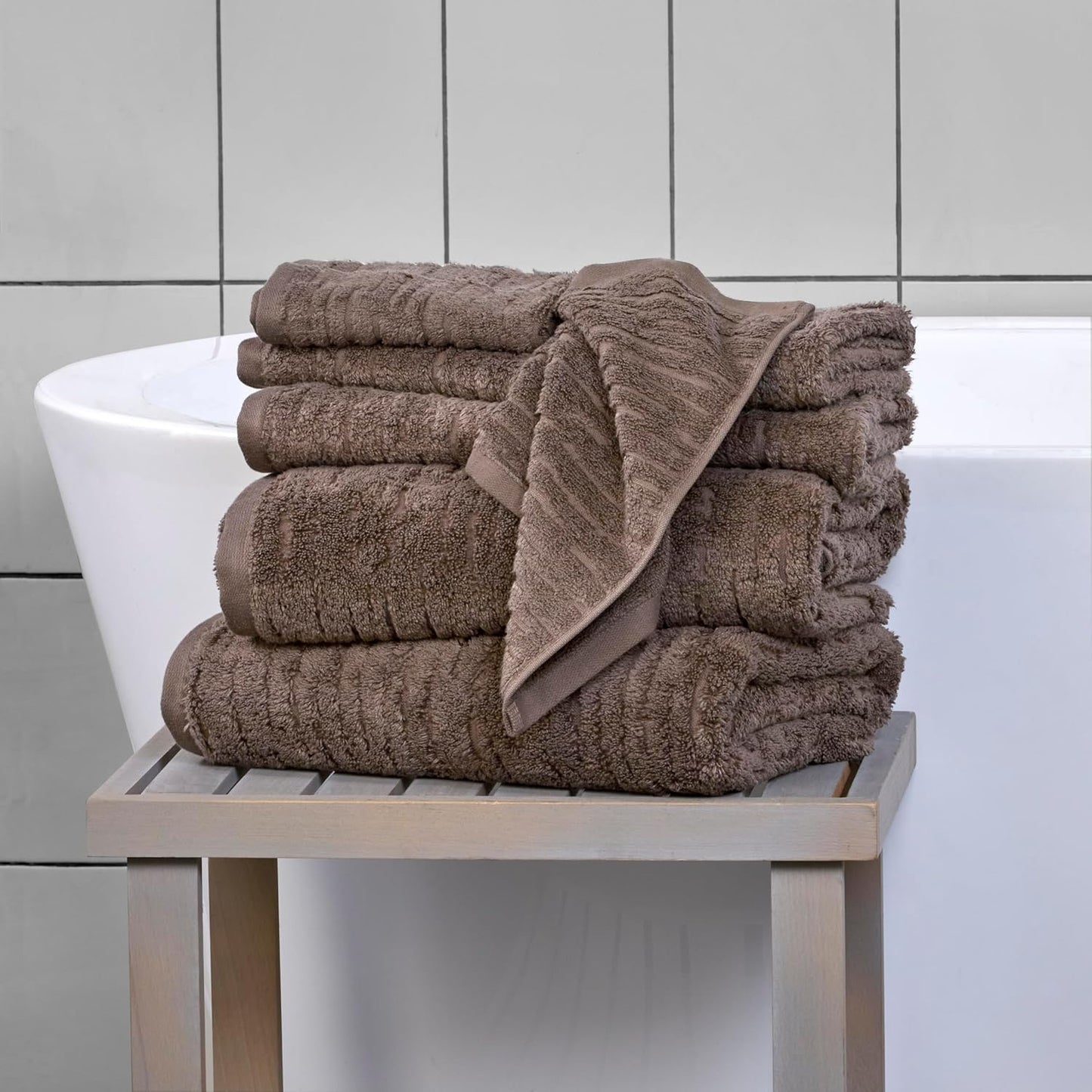 SKL Home CloudSoft Cotton Luxury Hand Towel 2pc Set for Bath/Kitchen/Bar & Gift, Mink Brown