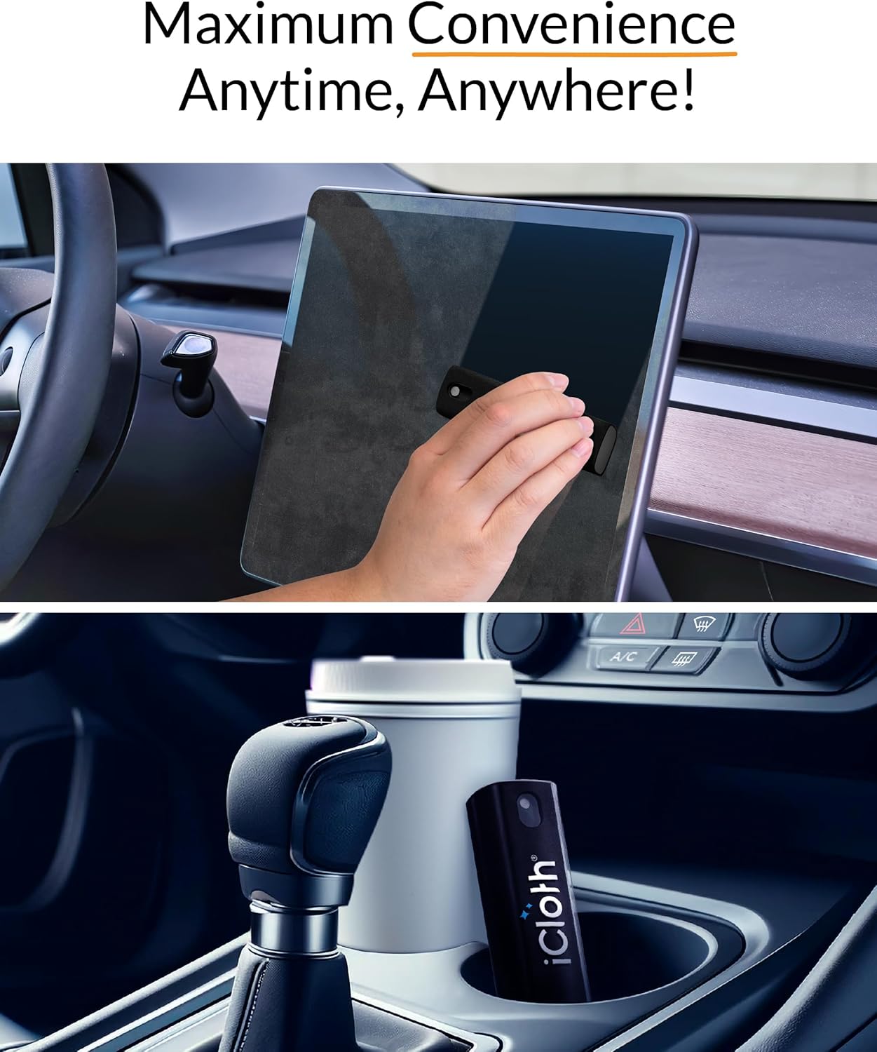 2X iCloth 2-in-1 Screen Cleaner Spray & Microfiber Cloth for Laptops, Tablets, Phones, Car Screens & Touchscreens, Streak-Free & Anti-Smudge, Large 0.68 fl oz (20ml) Bottle for Heavy Use