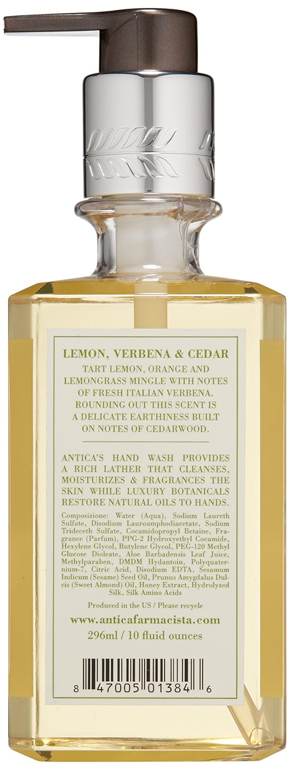 Antica Farmacista Hand & Body Wash - Luxury Nourishing Body Wash - Hydrating Hand Cleansing Wash - Bath & Body Gift - Lemon, Verbena & Cedar, 10 fl oz