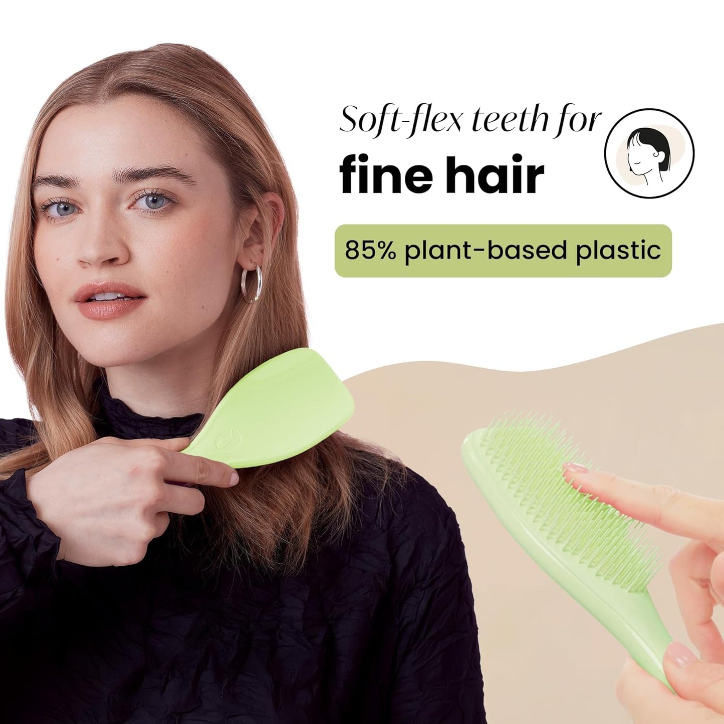 Tangle Teezer Plant-Based Ultimate Detangler Brush, Dry & Wet Hair Brush, Eliminates Knots & Reduces Breakage for Color-Treated, Fine & Fragile Hair Types, Matcha Green
