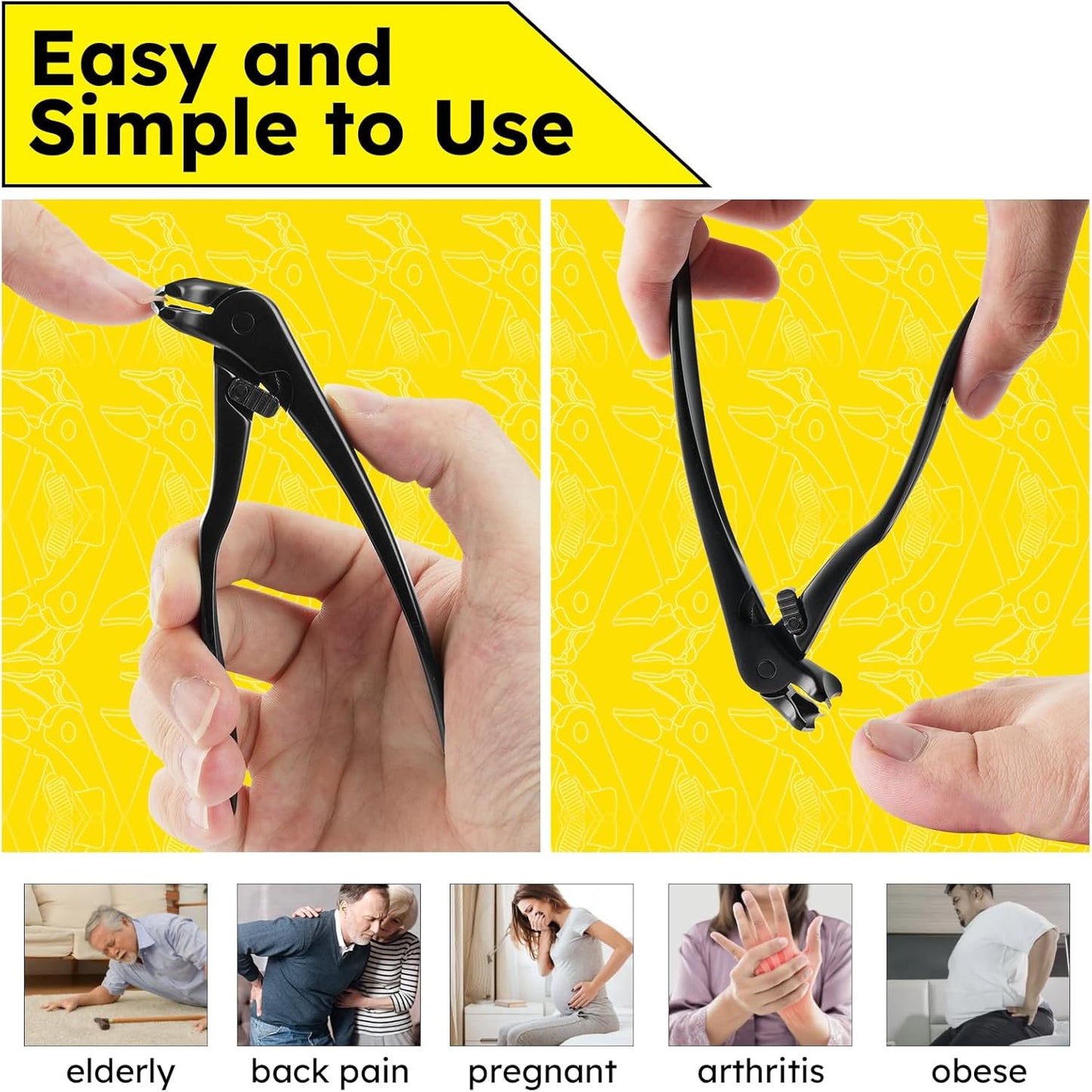 Toenail Clippers for Seniors, Angled Head Large Toe Nail Clippers for Thick Toenails, Wide Jaw Clippers, Heavy Duty Ergonomic Anti-Splash Cutter, Upgraded Long Handled Toenail Clippers