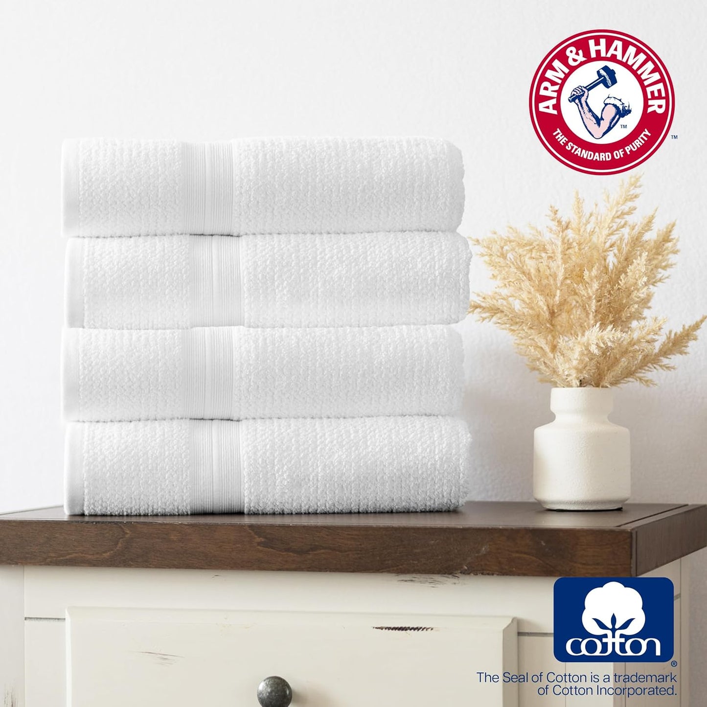 Arm & Hammer Quick Dry Bath Towels, 4 Piece, Dark Blue