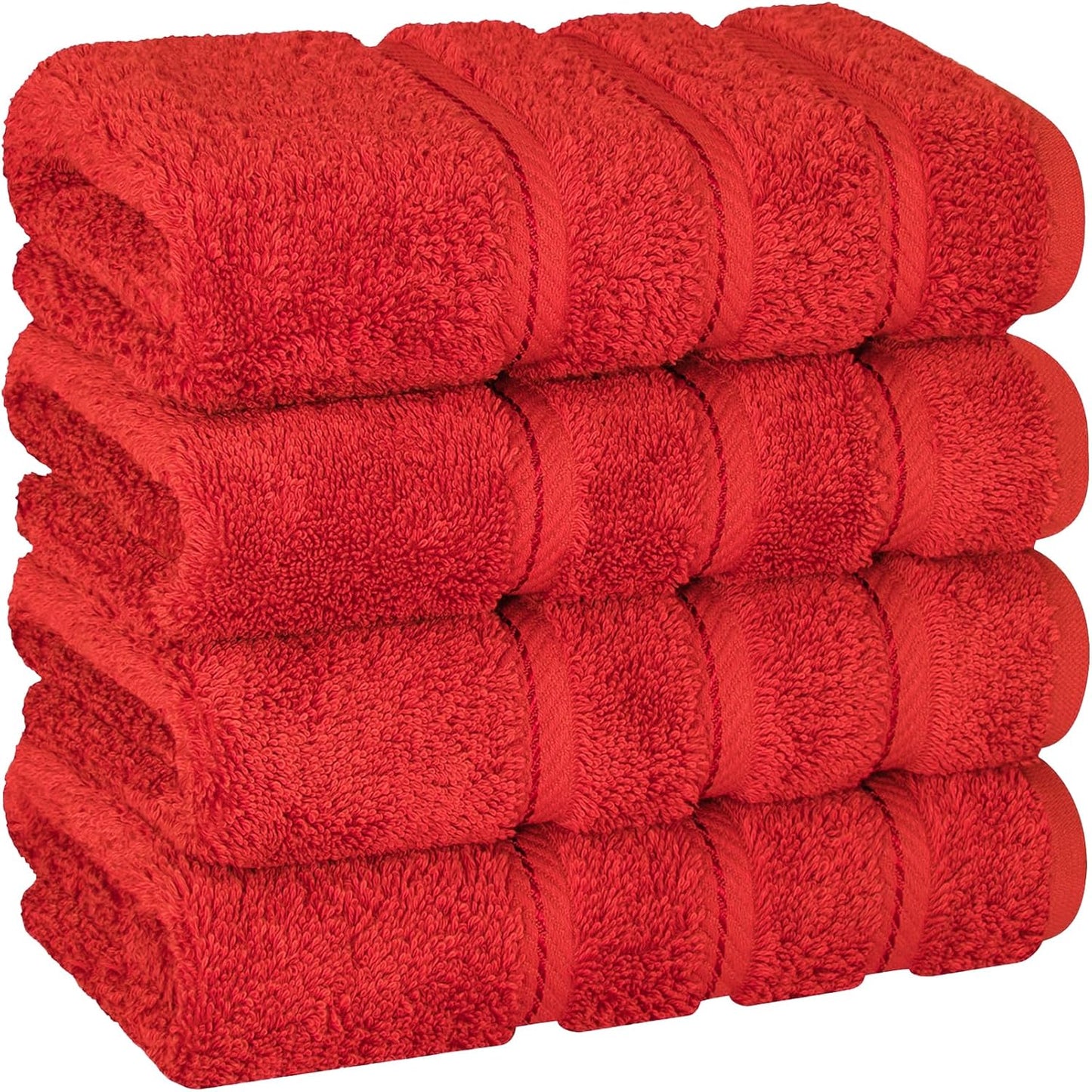 American Soft Linen Luxury Hand Towels for Bathroom, 600 GSM 100% Cotton Turkish 4 Piece Hand Towel Set, 600 GSM Hand Face Towels for Kitchen, Red Hand Towels