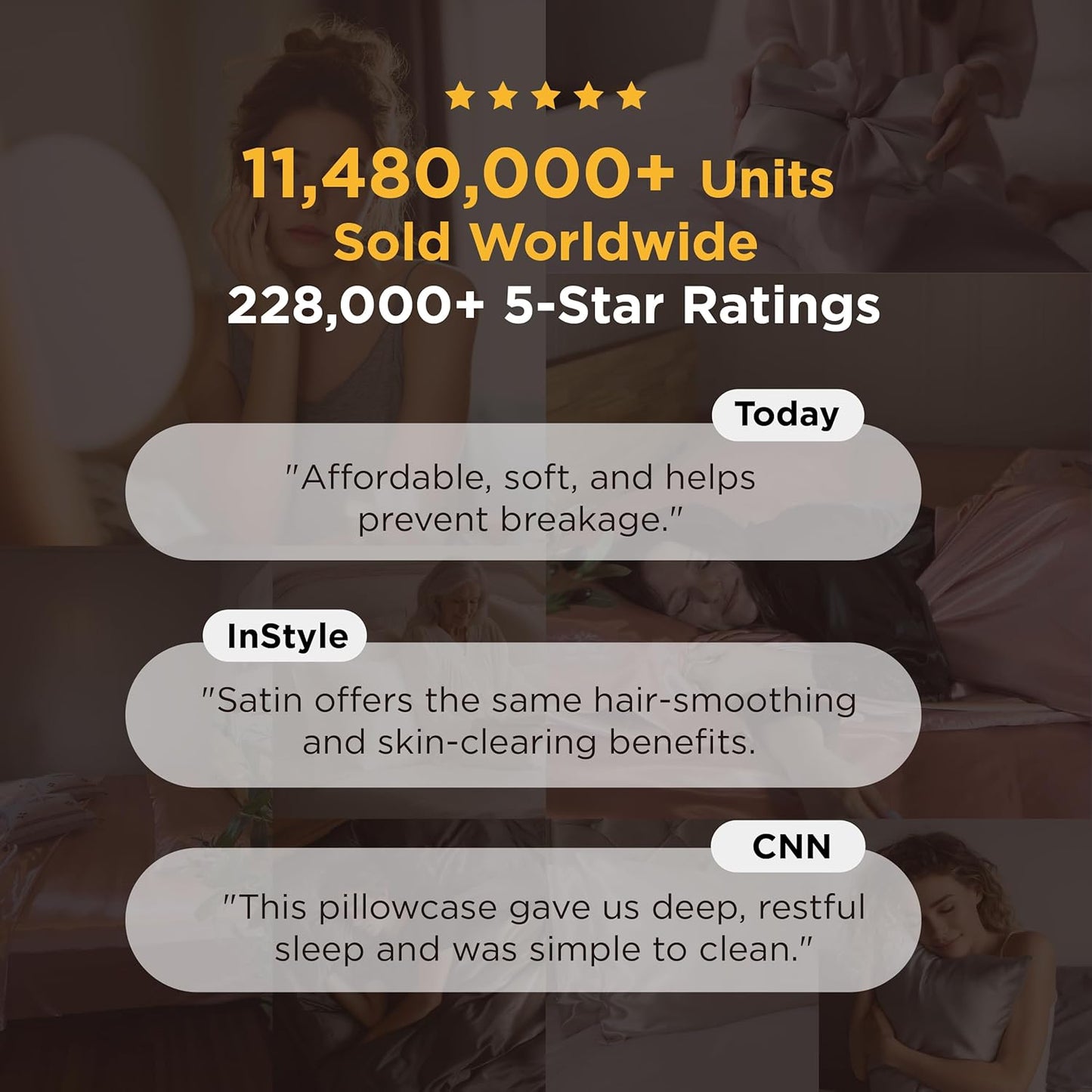 Bedsure Satin Pillowcase, Similar to Silk Pillow Cases Queen Size Set of 2, Cooling Pillow Case with Envelope Closure, Christmas Room Decor Gifts for Women Men, Silver Grey, 20x30 Inches, 2pcs