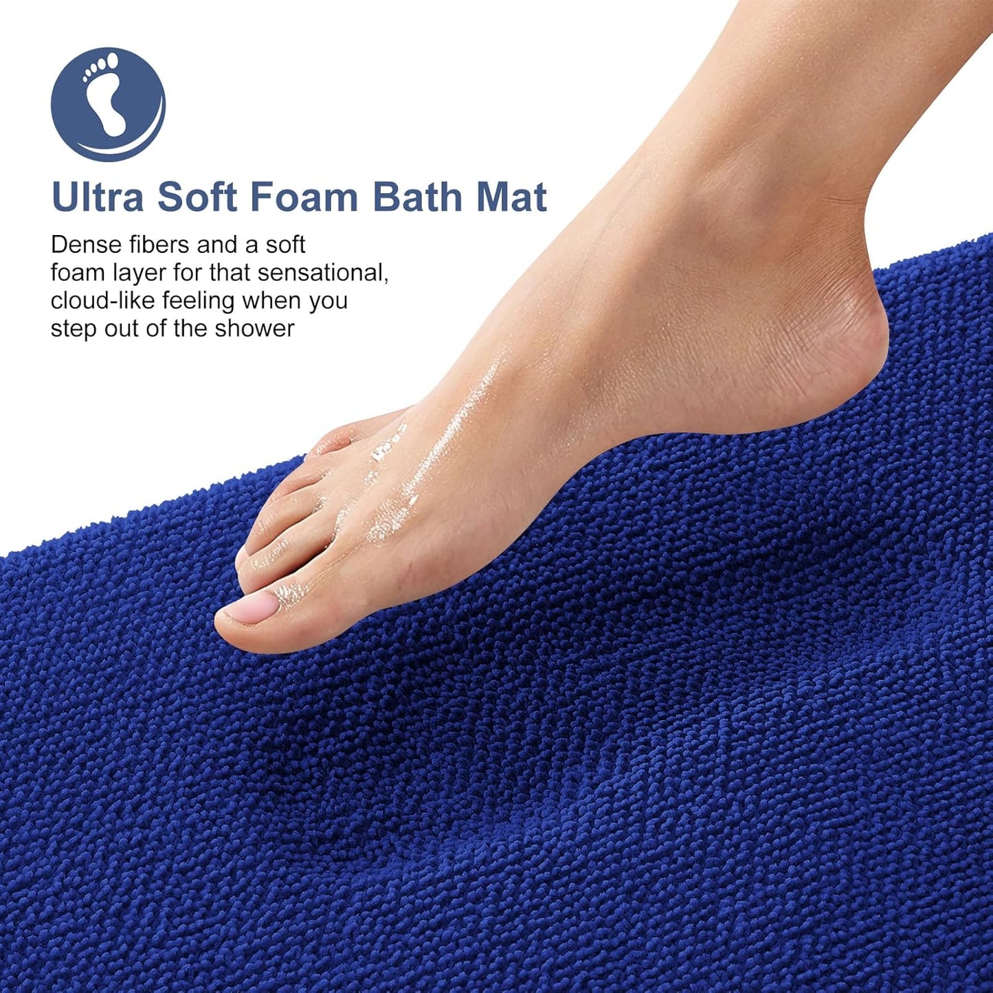 OLANLY Thick Memory Foam Bath Mat Rug 30x20, Extra Soft Absorbent Bathroom Rug, Quick Dry Bath Mats, Non-Slip, Machine Washable Carpet for Bathroom, Tub and Shower, Home Decor Accessories, Royal Blue