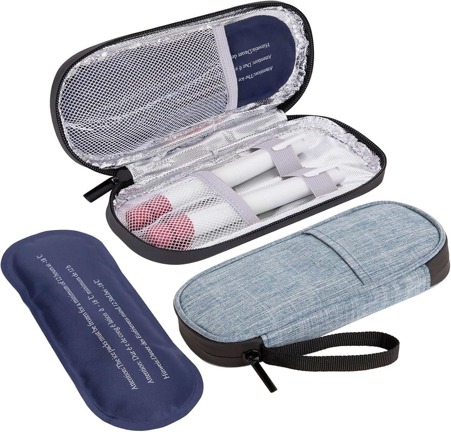 Insulin Cooler Travel Case with 2 x 90g TSA Approved Ice Packs – Insulated Diabetic Medication Bag for Insulin Pens & Supplies – Compact & Waterproof for Daily Use & Travel