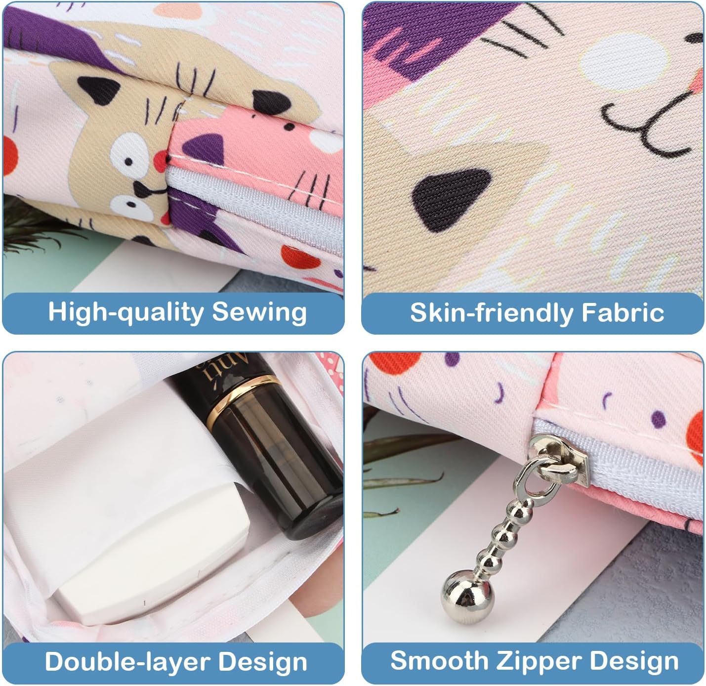 Desing Wish Sanitary Pad Storage Bag Portable Period Bag for Teen Pads/Sanitary Napkins/Small Tampons, Sanitary Napkin Storage Bag First Period Gifts for Teen Girls (Cat)