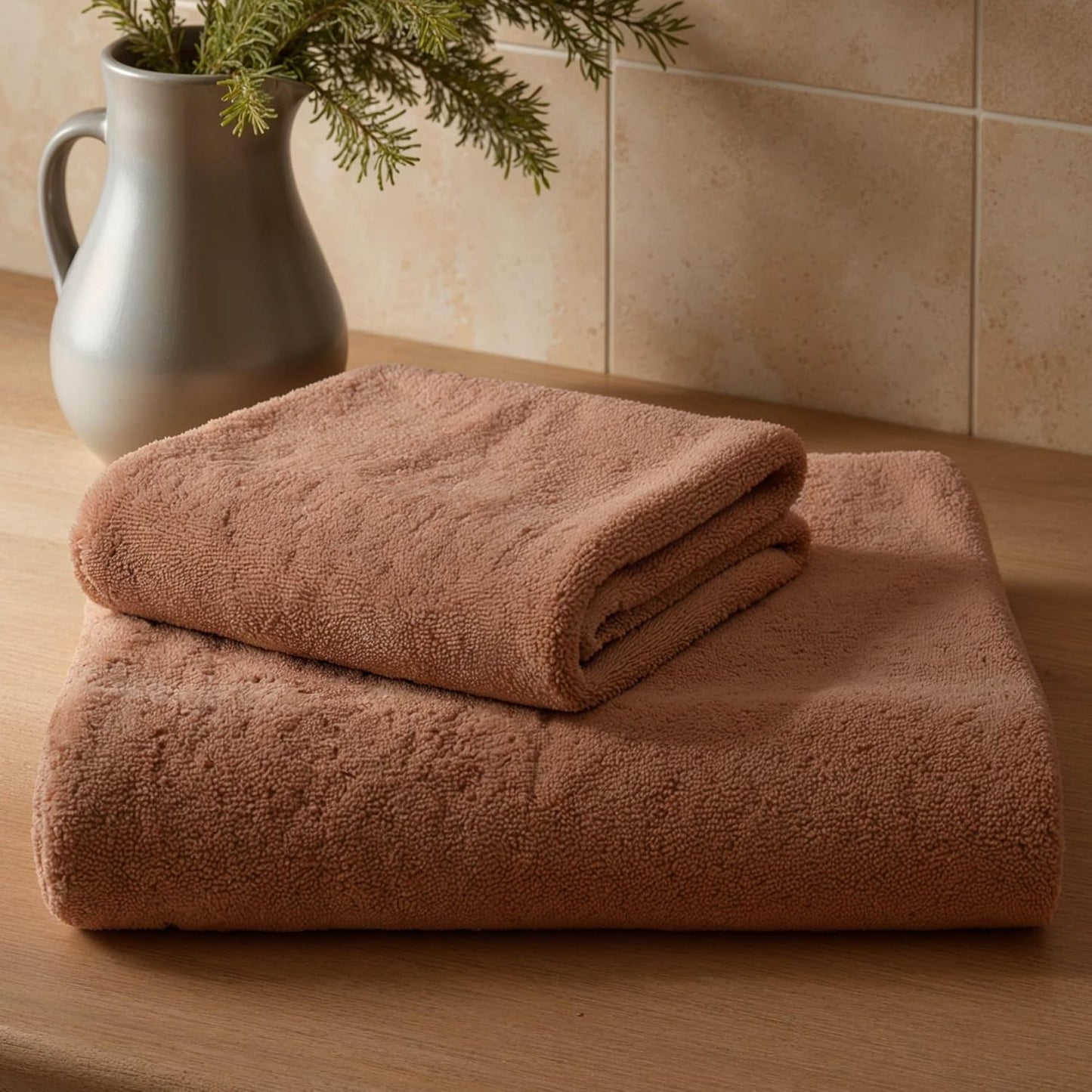 IItalic Ultraplush Australian Cotton Towels Standard 6 Piece Set, 2 Bath, 2 Hand, 2 Washcloths, 800GSM Lightweight, Highly Absorbent & Quick Drying Soft Resort Grade Towels (Clay)