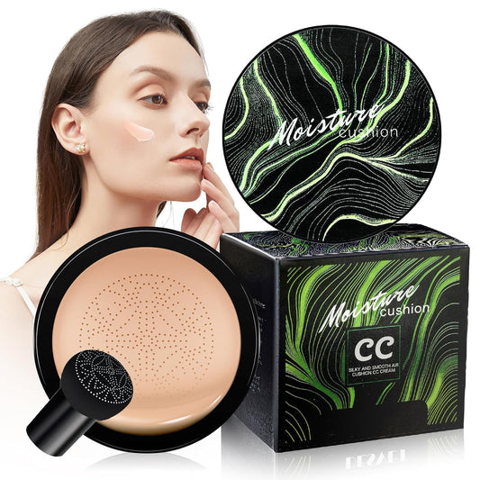 Mushroom Head Air Cushion CC Cream - Moisturizing BB Creams Foundation, Long-Lasting Waterproof New Air Cushion CC Cream Concealer for Even Skin Tone (Natural, 1 PCS)