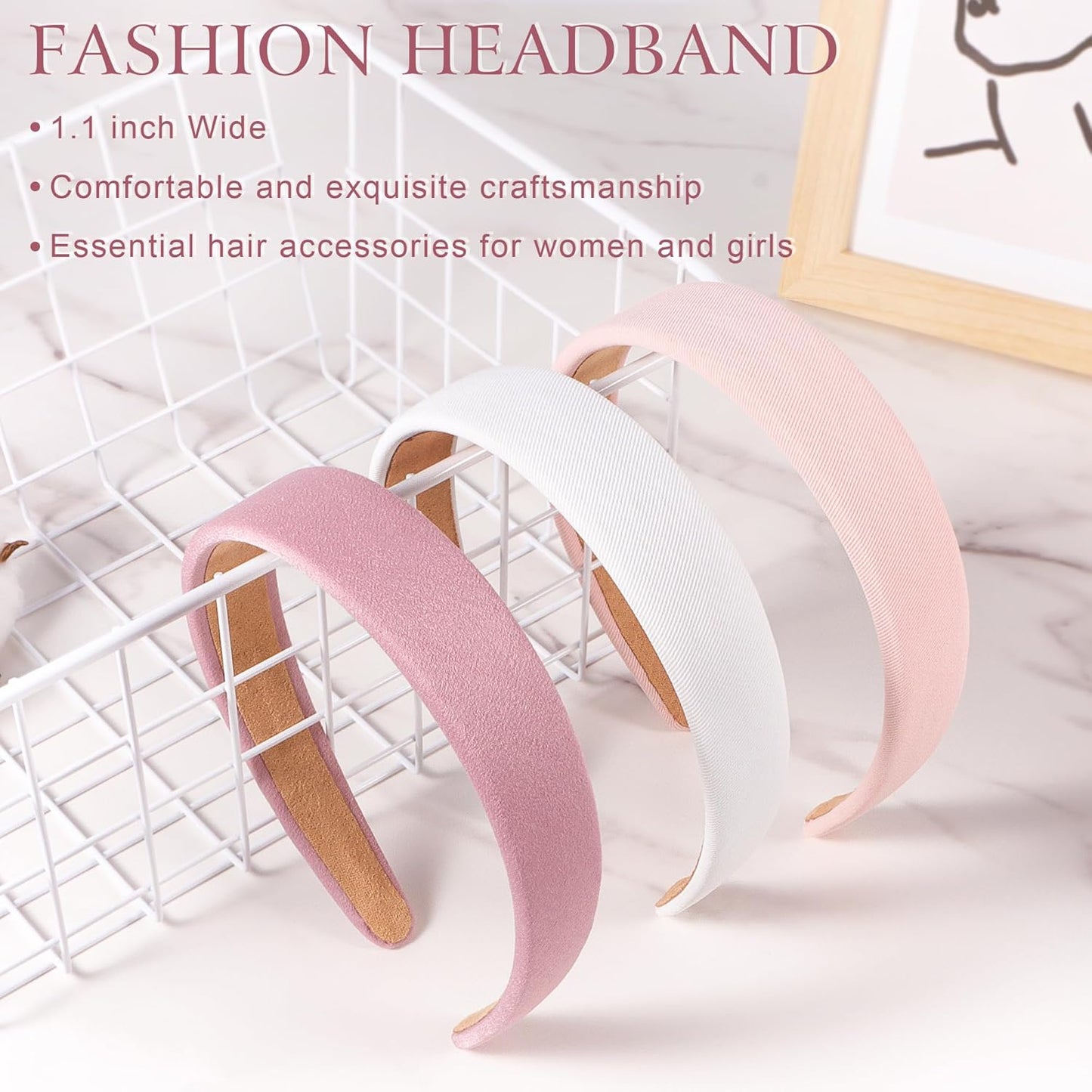Headbands for Women - 1 Inches Wide Headbands - Solid Color Headband Fashion Hair Accessories- Trendy Women Girls Non Slip Fashion Hair Bands- Thick Elastic Hair Bands for Women's Hair 6PCS