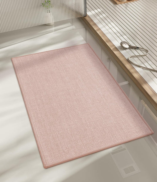 chakme Bathroom Rugs Mat 32x17, Ultra Thin Non Slip Bath Mat Quick Dry Absorbent Bath Mat for Bathroom Floor, (Pink, 32"x17")