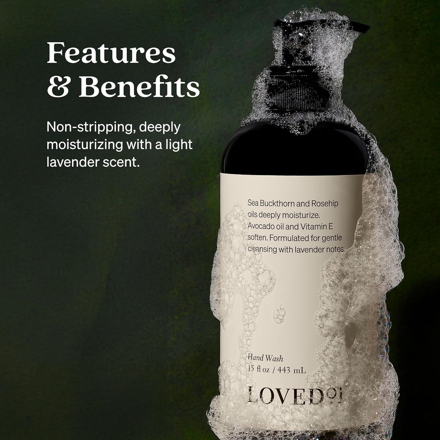 Loved01 Hand Wash, John Legend Skincare, Liquid Hand Soap, Gentle & Hydrating, Cruelty-Free, Formulated with Nourishing Oils & Soft Lavender, 15 oz