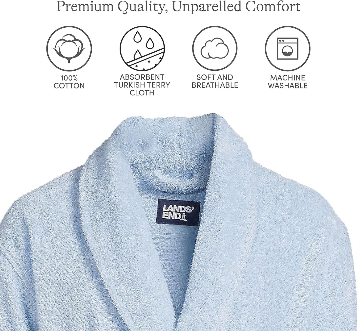 Lands' End Men's Calf Length Turkish Cotton Terry Bathrobe