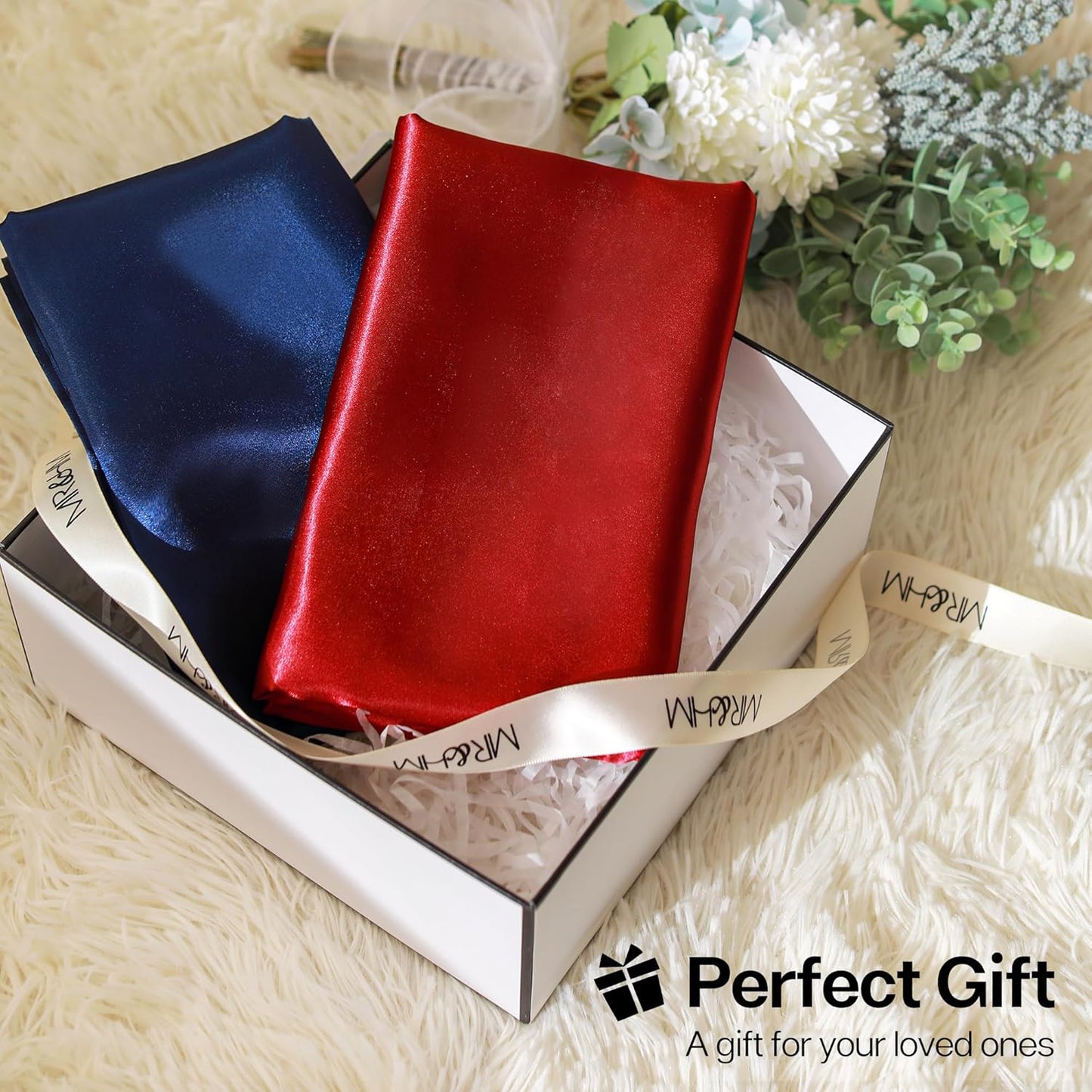 MR&HM Satin Pillowcase for Hair and Skin, Silk Satin Pillowcase 2 Pack, Queen Size Pillow Cases Set of 2, Silky Pillow Cover with Envelope Closure (20x30, Dark Grey Striped)