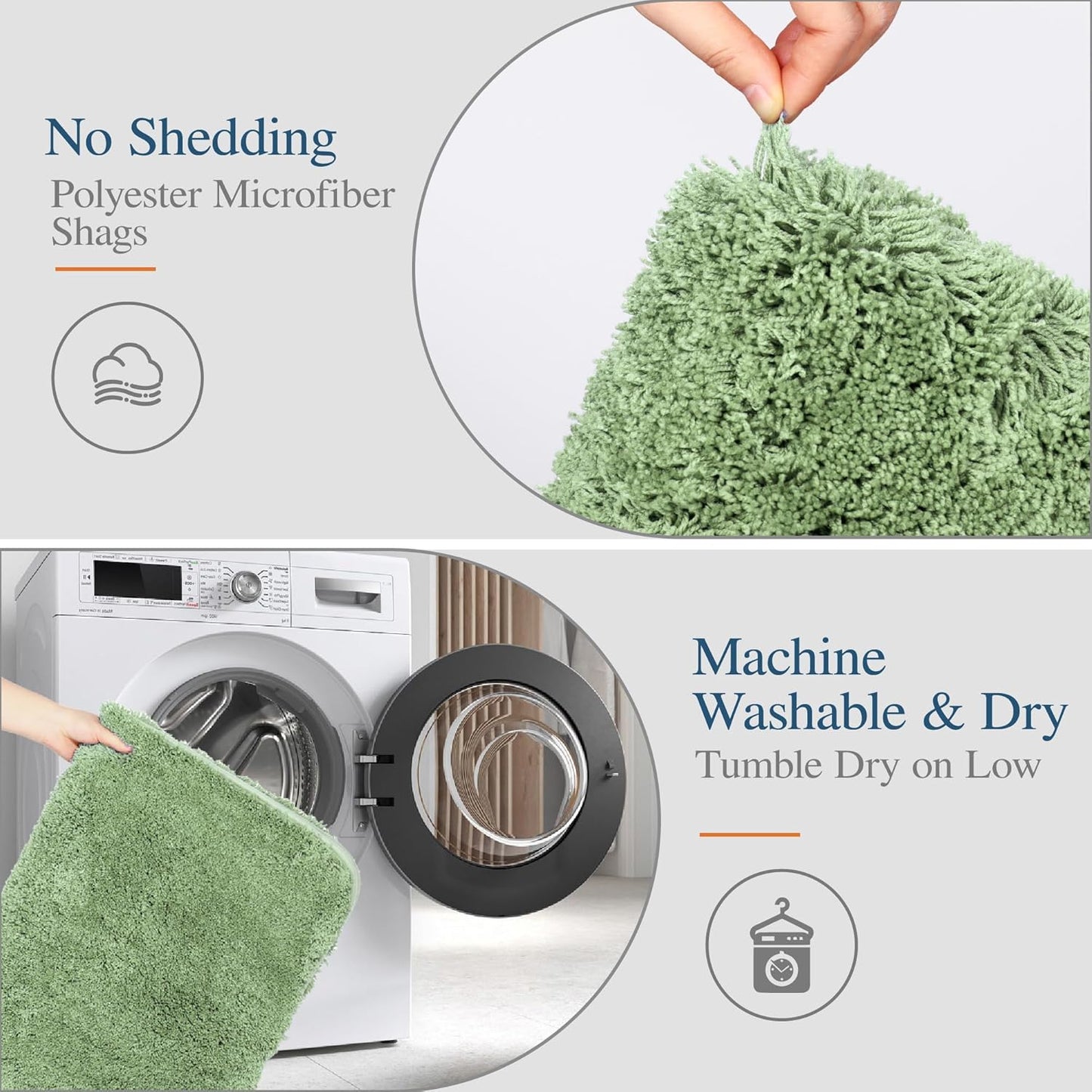 Walensee Large Bathroom Rug (24 x 36, Sage Green) Extra Soft and Absorbent Shaggy Bath Mat Machine Washable Microfiber Non Slip Luxury Floor Mat