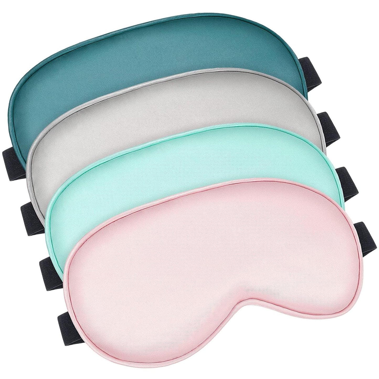 Bbto 4 Pcs Silk Sleep Eye Masks Smooth Soft Satin Eye Covers with Adjustable Strap Blindfold for Sleeping Blocking Out Lights Travel Relaxation(Multicolor)
