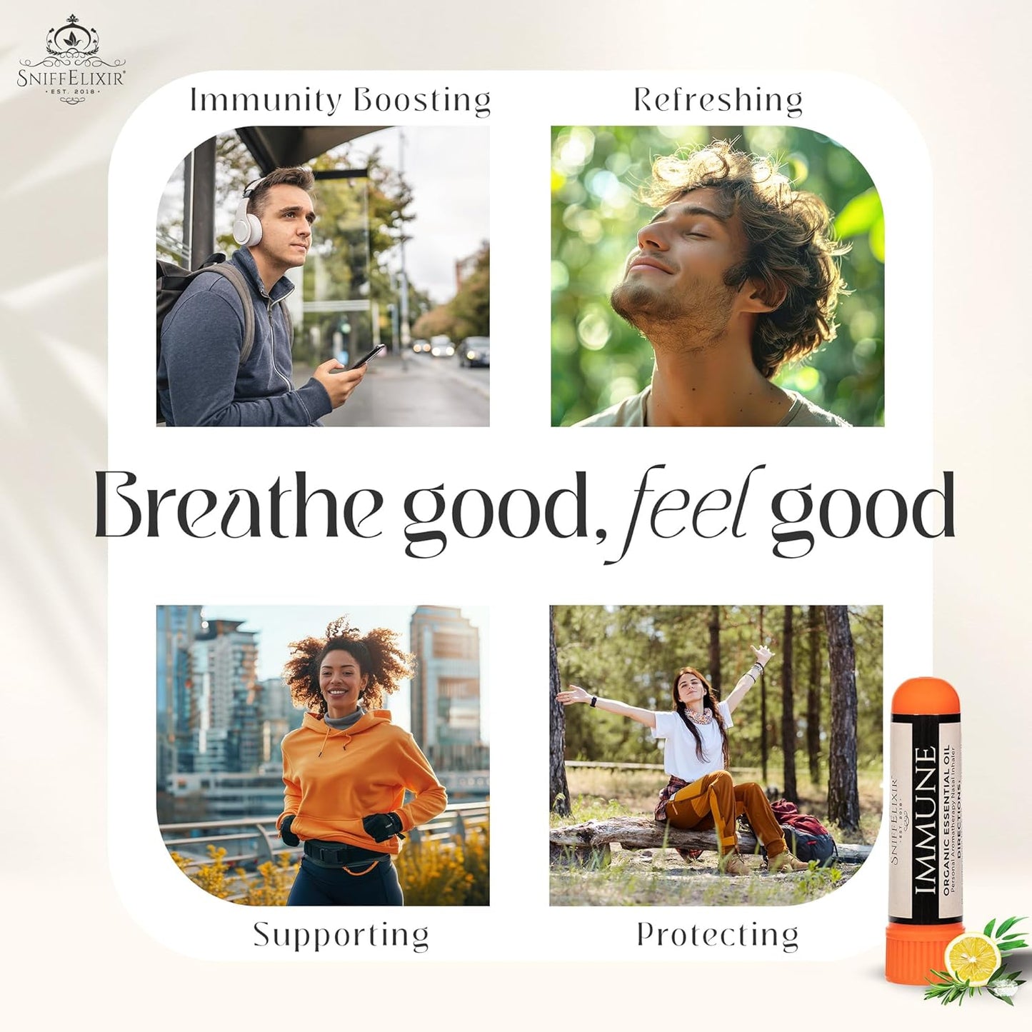 Nasal Inhaler Stick Immune Inhaler, Nose Inhaler Stick, Essential Oil Inhaler, Aromatherapy Nasal Inhaler for Immune Boost, Respiratory Health And Wellness - Portable Nasal Stick Inhaler for Adults