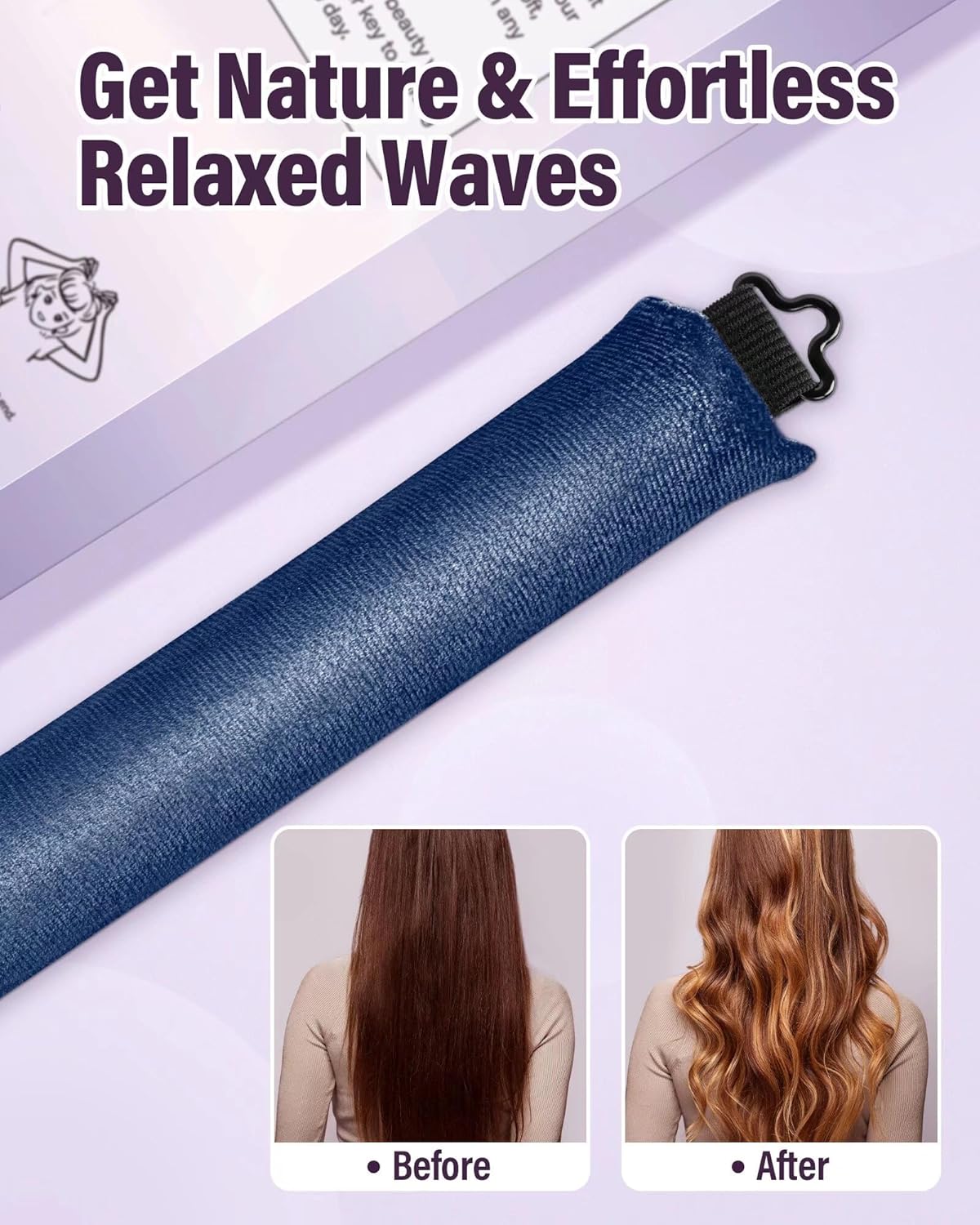 Heatless Hair Curler Overnight Curls-3 Pcs No Heat Curling Blowout Rod to Sleep In,Hair Rollers with Satin Scarf