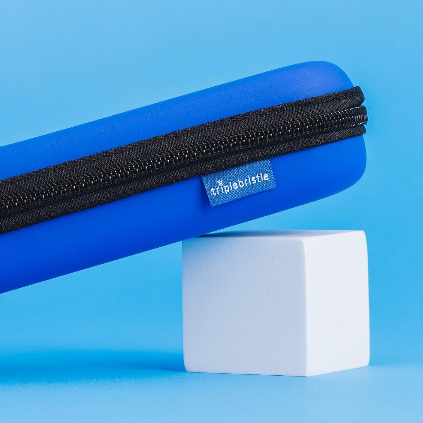 Triple Bristle Sonic Toothbrush Travel Case | Portable, Breathable & Hard Protection for Traveling, Camping, Office or Purse | Mesh Pocket for Accessories | BLUE