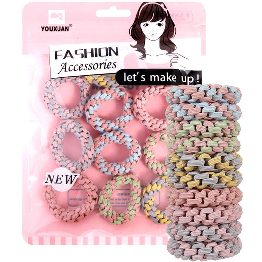 Youxuan Elastic Hair Ties for Women - No Damage, No Slip, No Pull Hair Bands - Comfortable Handmade Braided Polybands for Girls - 10-Pack Morandi Color Polyester Scrunchies
