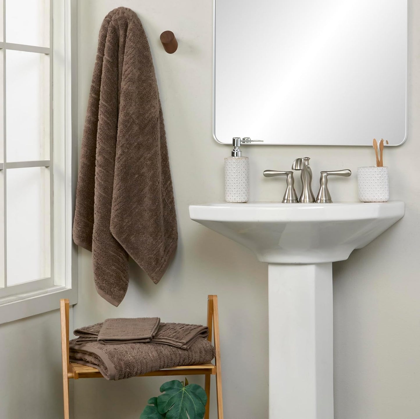 SKL Home CloudSoft Cotton Luxury 4 Pc Wash Set for Bath & Gift, Mink Brown