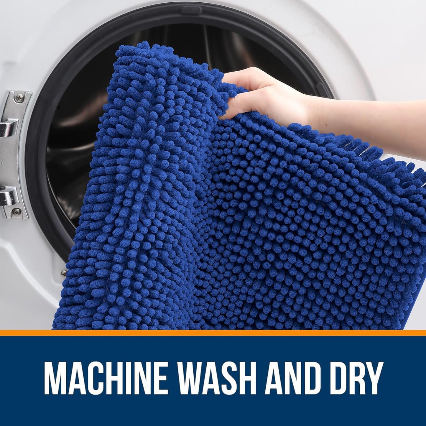 OLANLY Toilet Rugs U-Shaped 24x20, Extra Soft Absorbent Chenille Contour Bathroom Rugs for Toilet, Dry Quickly, Machine Washable, Non-Slip Bath Mat, Royal Blue