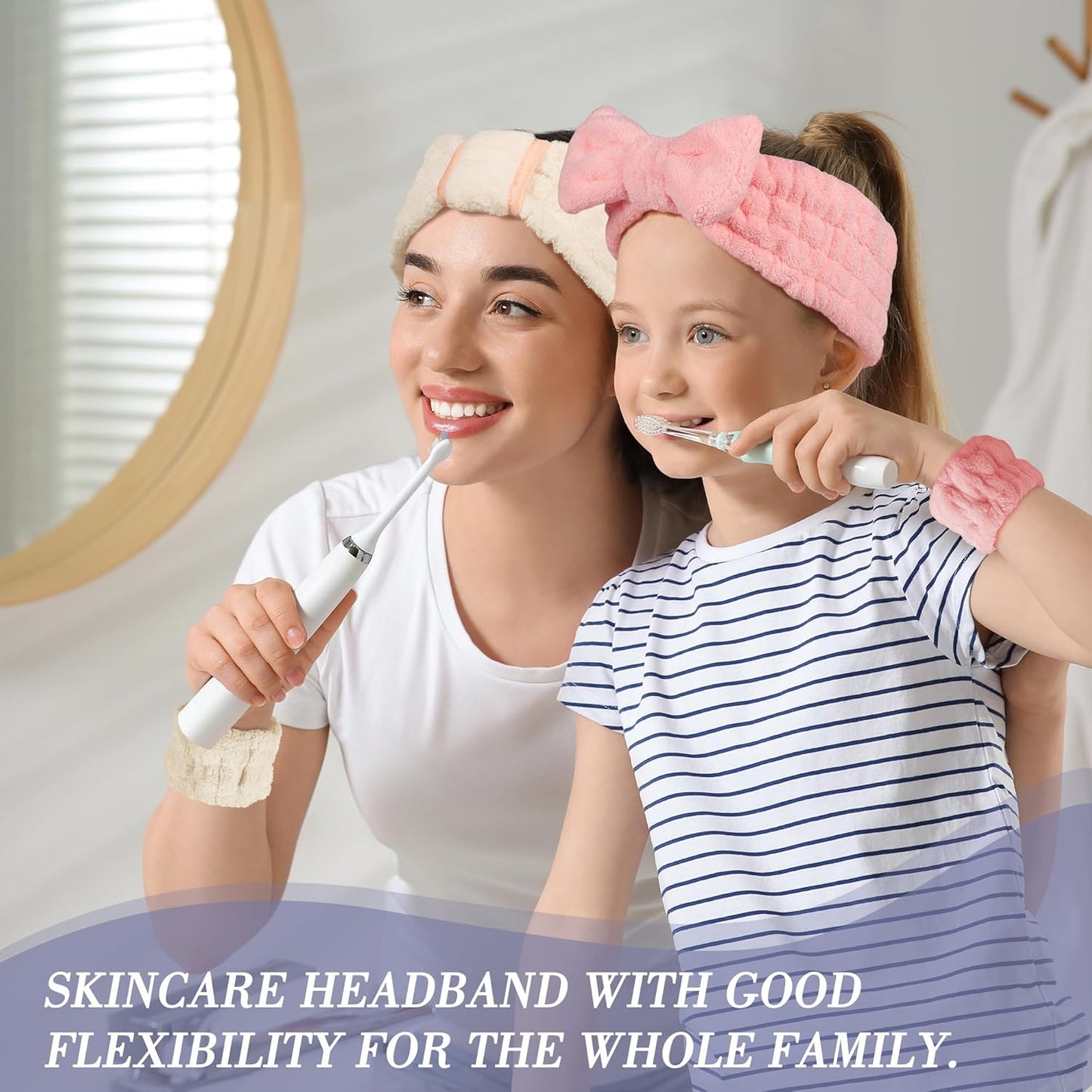 Spa Headband and Wristband Set - 3-Piece Skincare Headbands & 6-Piece Wrist Spa Wristbands for Women,Facial Hairbands for Washing Face, Makeup, Sports, Yoga, Headband for Washing Face