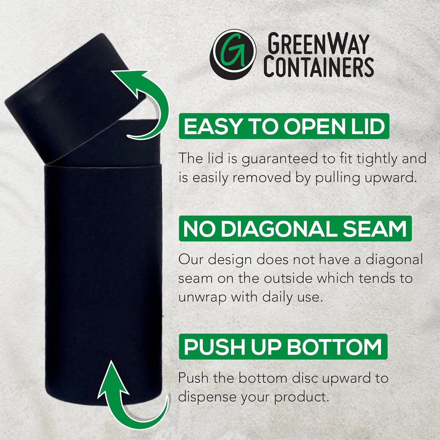 GreenWay 2.5oz / 70g Kraft Paperboard Deodorant Tubes with Lids - 6 Pack Solid Perfume Tubes Refillable DIY Cosmetic Containers - Deodorant Containers Lotion Tubes Empty Holder Tubes Kraft - Black