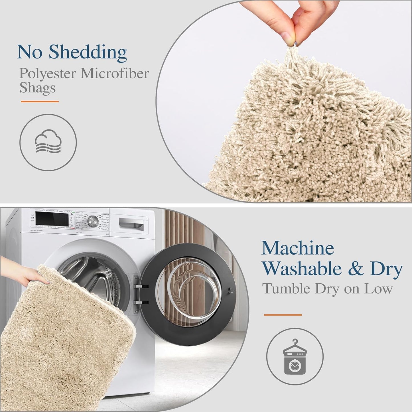 Walensee Bath Rug Non Slip Bathroom Mat (20 x 32, Beige) Water Absorbent Soft Shaggy Bathroom Rug Machine Washable Bath Mat Thick Plush Shower Mat