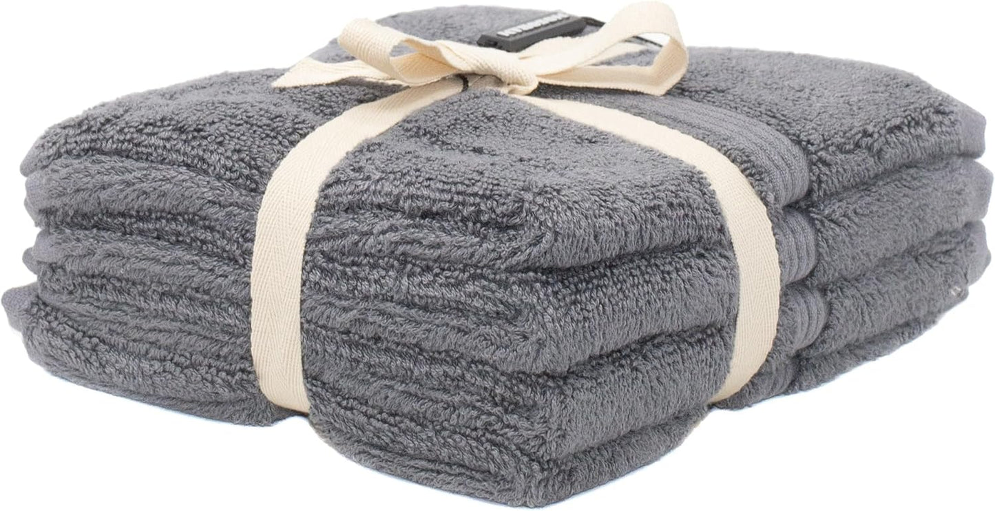 Mosobam Luxury Turkish Towels Set of 4 Washcloths 13X13 Charcoal Gray (Dark Grey) 700 GSM Bamboo Viscose & Aegean Turkish Combed Cotton