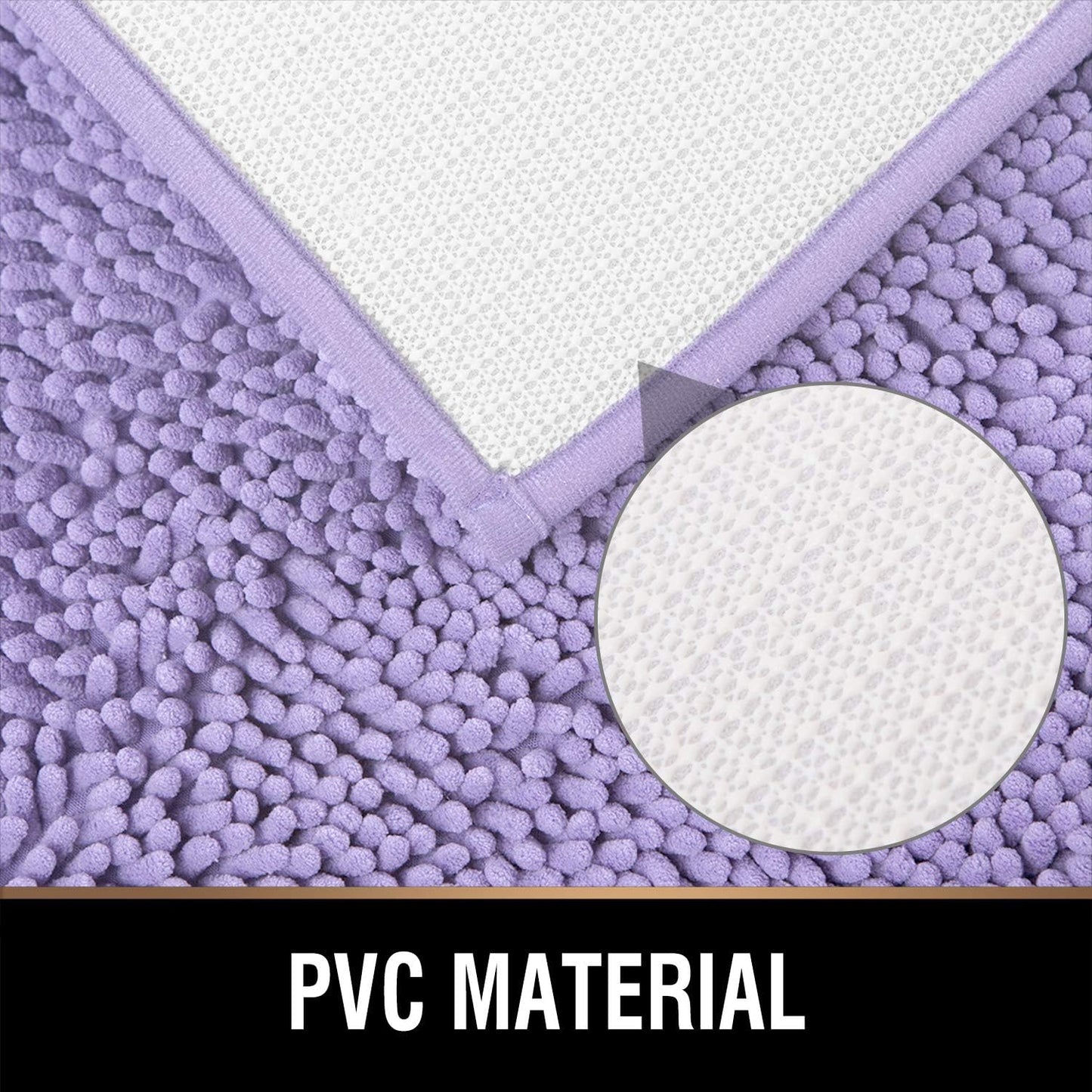 MAYSHINE Round Area Rug Set for Bathroom | Soft Plush Chenille Bath Mat, Water Absorbent Non-Slip Bathroom Rug | Washable Shag Carpet for Shower, Bedroom, or Home Décor | 36"x36" Round | Lavender