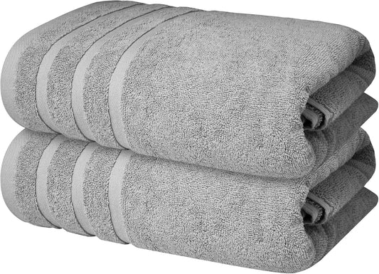 Infinitee Xclusives 100% Cotton Luxury Bath Towels Set of 2 (27x54 Inches) (Charming Grey, Bath Towels - Pack 2)