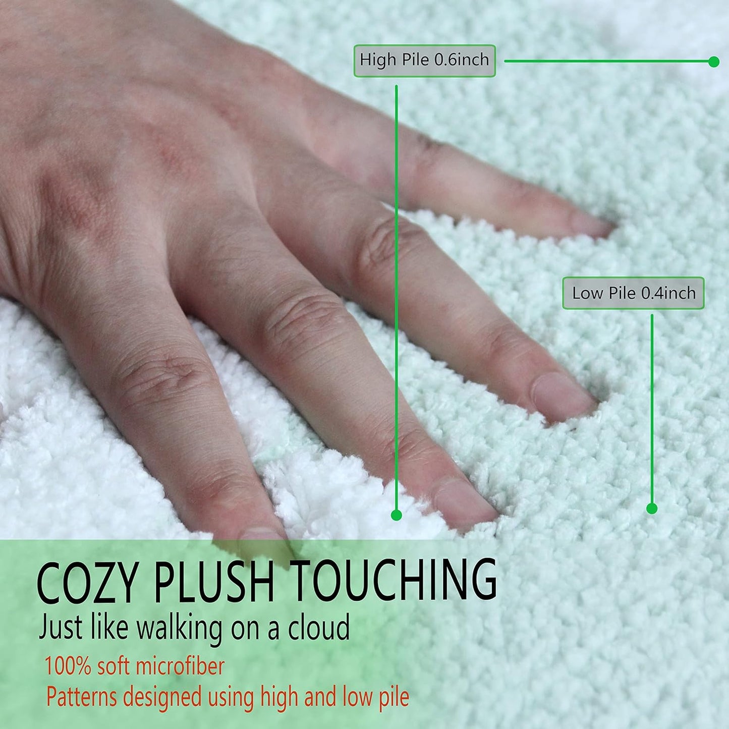 Bathroom Rugs Mat, White Flower Bath Rugs Fluffy Soft Superfine Fiber Rugs Non Slip Bath Mat Machine Wash Plush Mats, Bathroom Rug for Bathroom Shower Room (16"×24", Light Blue)