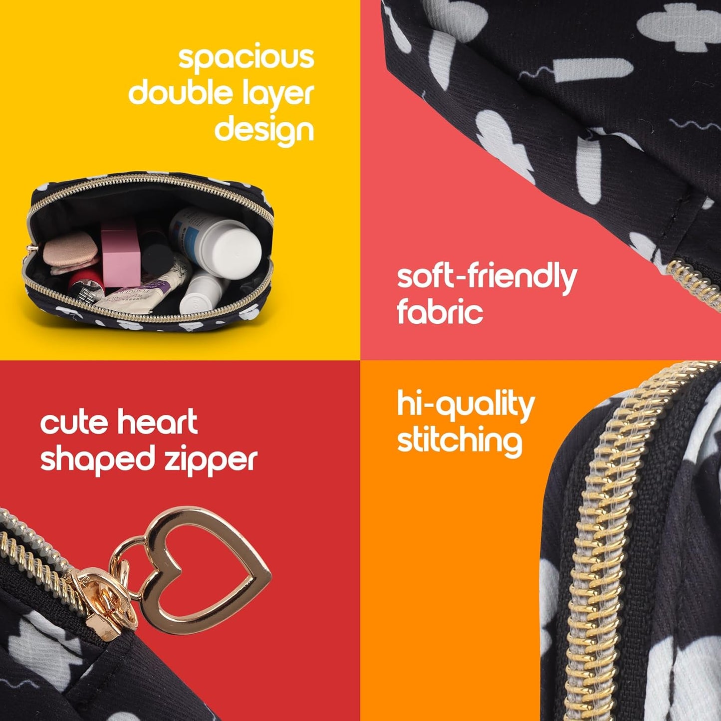 Primo Lines Period Bag - Sanitary Napkin Holder, Waterproof Pad Pouch & Tampon Organizer for Purse & Travel