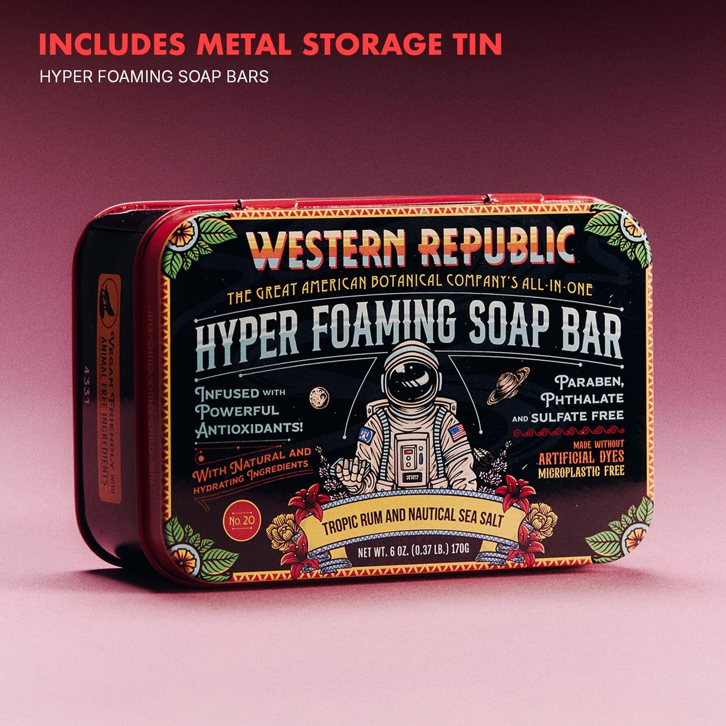 Hyper Foaming Soap Bar | Tropic Rum & Nautical Sea Salt | Ultra-Lathering Bar Soap for Men with Hydrating & Anti-Aging Ingredients | (2 Pack) | Made in USA