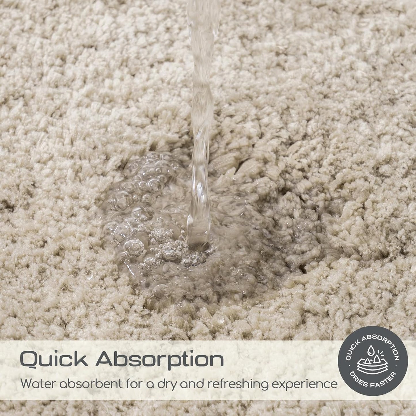 ROSMARUS Shaggy Bath Rugs for Bathroom Non Slip 24" X 36", Water Absorbent Bath Mat, Soft Shower Mat for Floor & Tub, Fluffy Plush Machine Washable, Beige