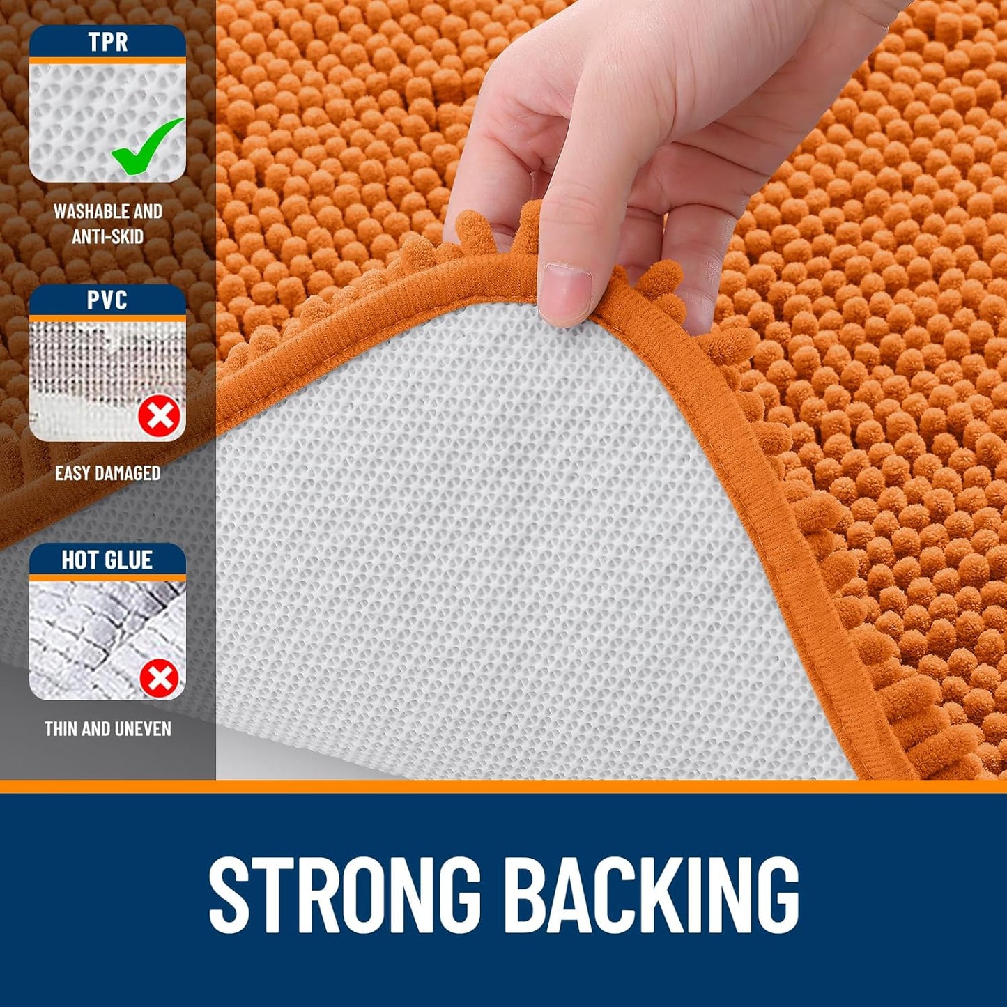 OLANLY Bathroom Rugs 30x20, Extra Soft Absorbent Chenille Bath Rugs, Rubber Backing Quick Dry, Machine Washable Bath Mats for Bathroom Floor, Tub and Shower, Home Decor Accessories, Clay