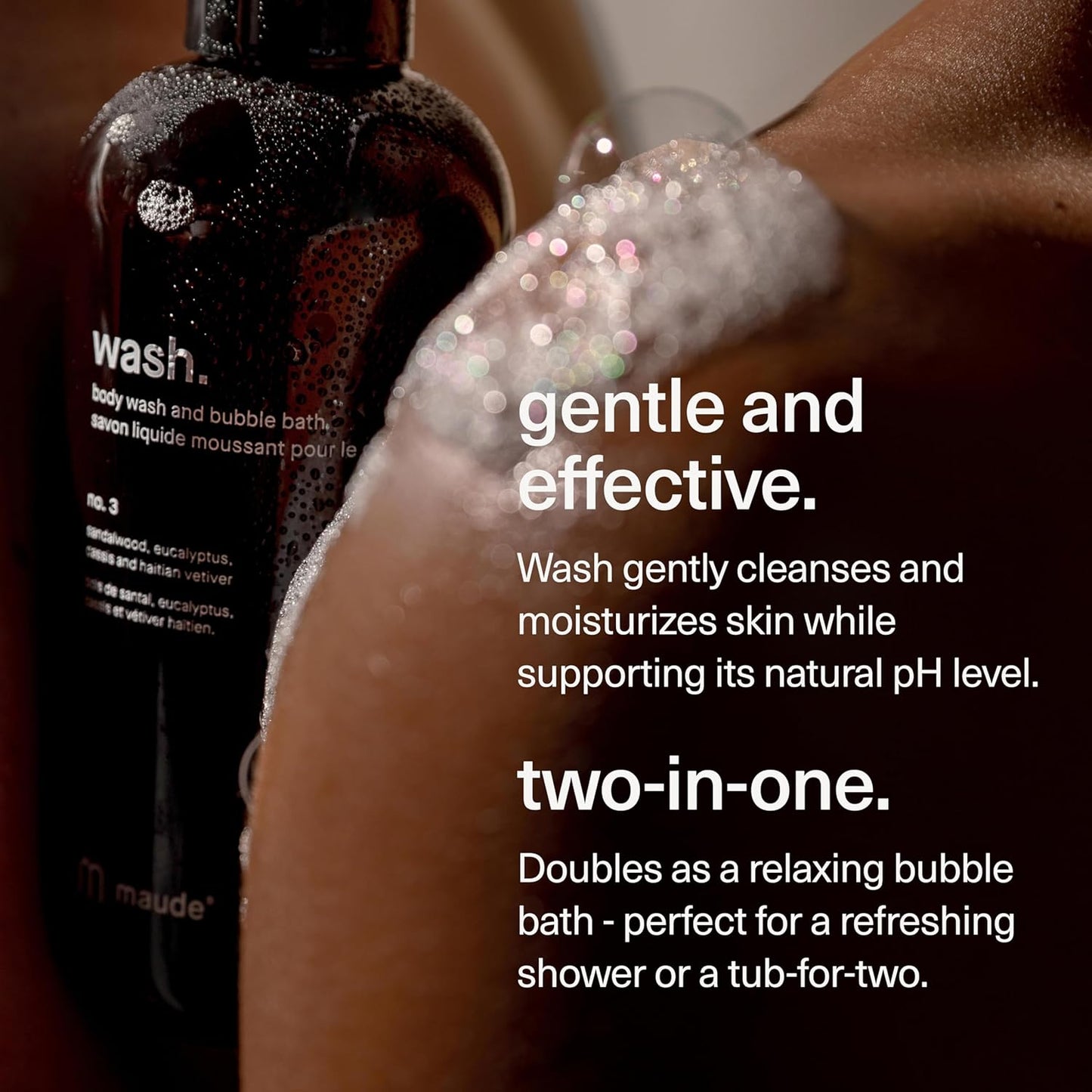 MAUDE Wash No. 0 - pH Balanced Moisturizing Body Wash & Bubble Bath - With Vitamin C & E for Whole-Body Skin & Feminine Care - Skin-Softening Shower Gel - Unscented (12 fl oz)