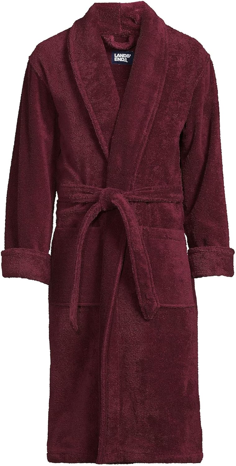 Lands' End Men's Calf Length Turkish Cotton Terry Bathrobe