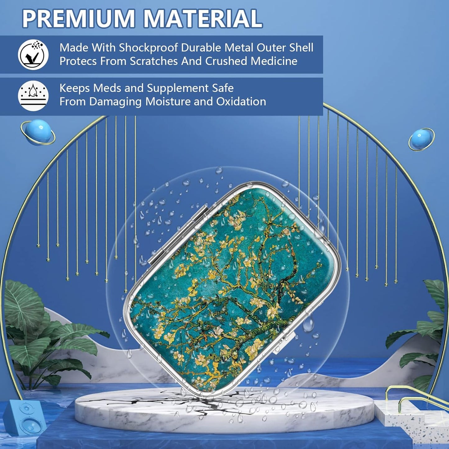 Pill Box 2 Compartment Small Pill Case,Portable for Pocket or Purse Pill Organizer Pill Container Holder to Hold Vitamins, Medication, Fish Oil and Supplements(2PCS)