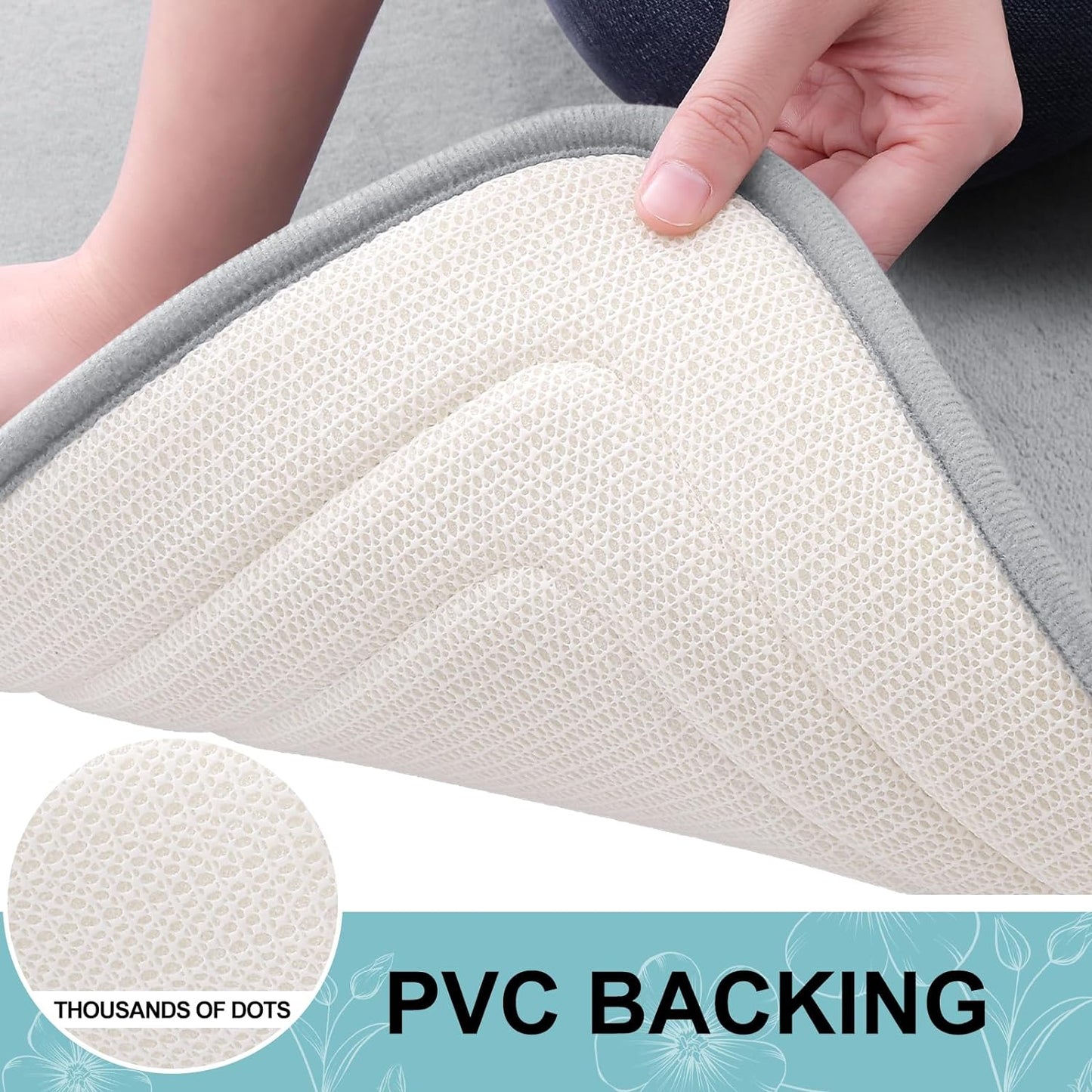 Grandaily Memory Foam Bath Mat Rug 59x20, Ultra Soft, Non-Slip and Absorbent Bathroom Rugs, Machine Wash Dry, Comfortable Bath Carpet for Bathroom Floor, Tub and Shower, Grey